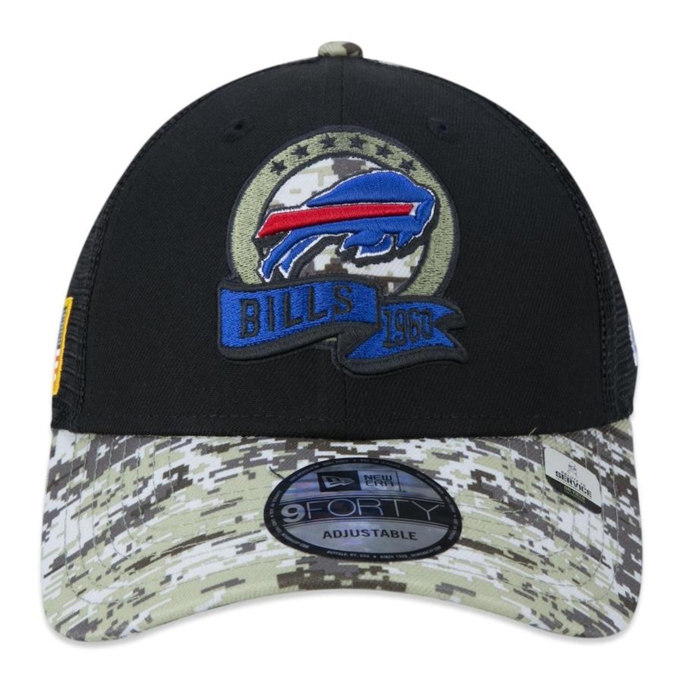 Boné Aba Curva New Era 9Forty Buffalo Bills Salute To Service 2022 - Snapback - Trucker - Adulto - Foto 2