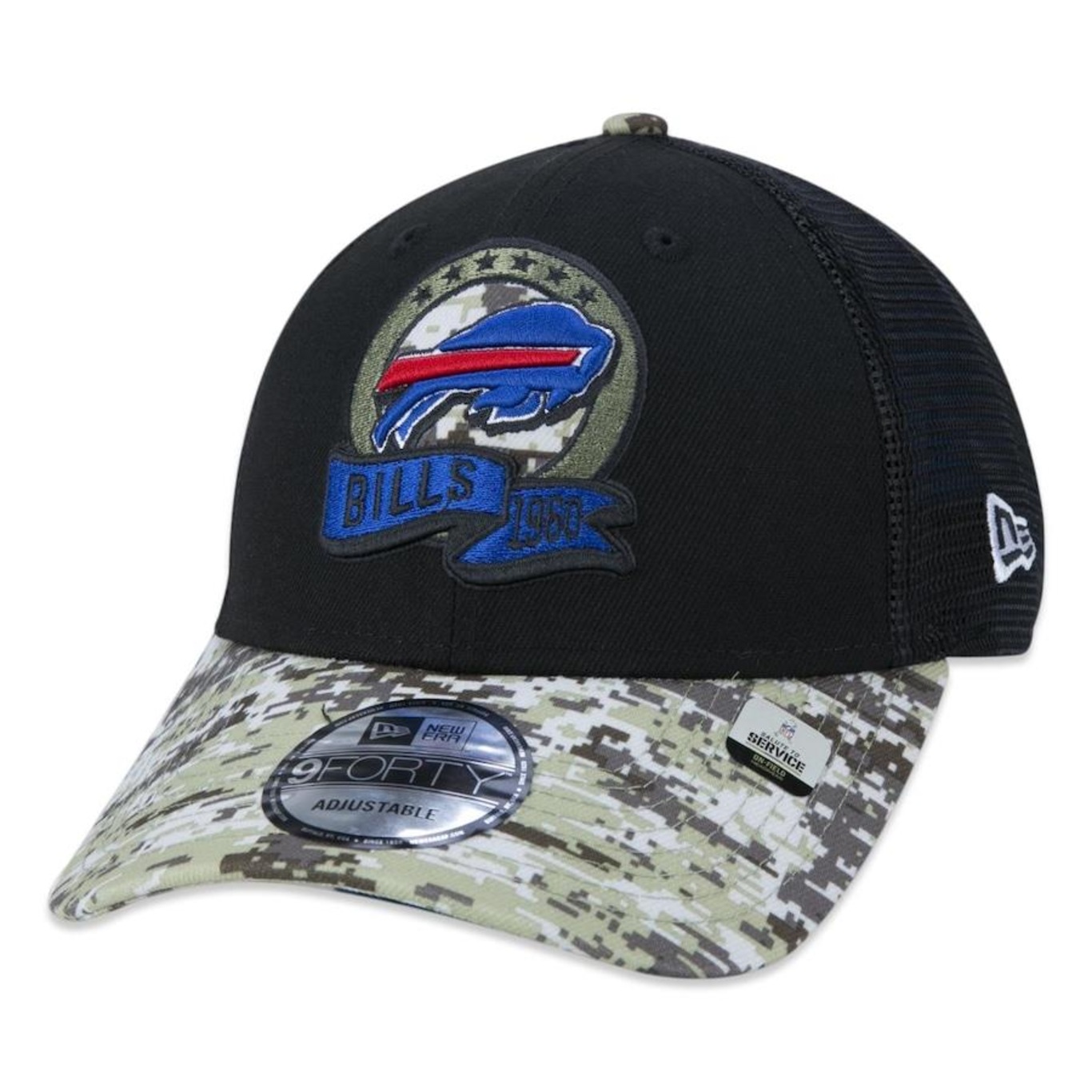 Boné Aba Curva New Era 9Forty Buffalo Bills Salute To Service 2022 - Snapback - Trucker - Adulto - Foto 3