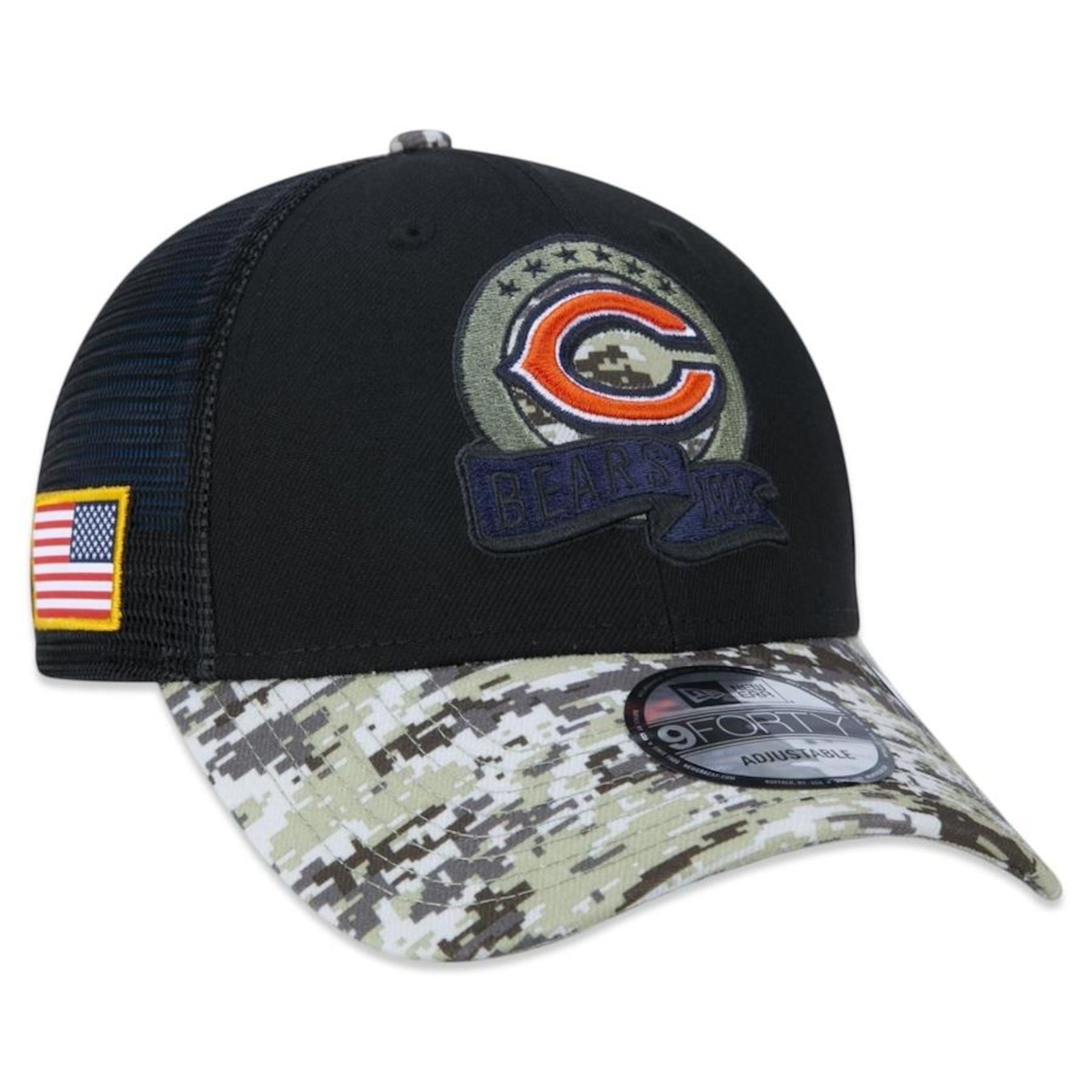 Boné Aba Curva New Era 9Forty Chicago Bears Salute To Service 2022 - Snapback - Trucker - Adulto - Foto 1