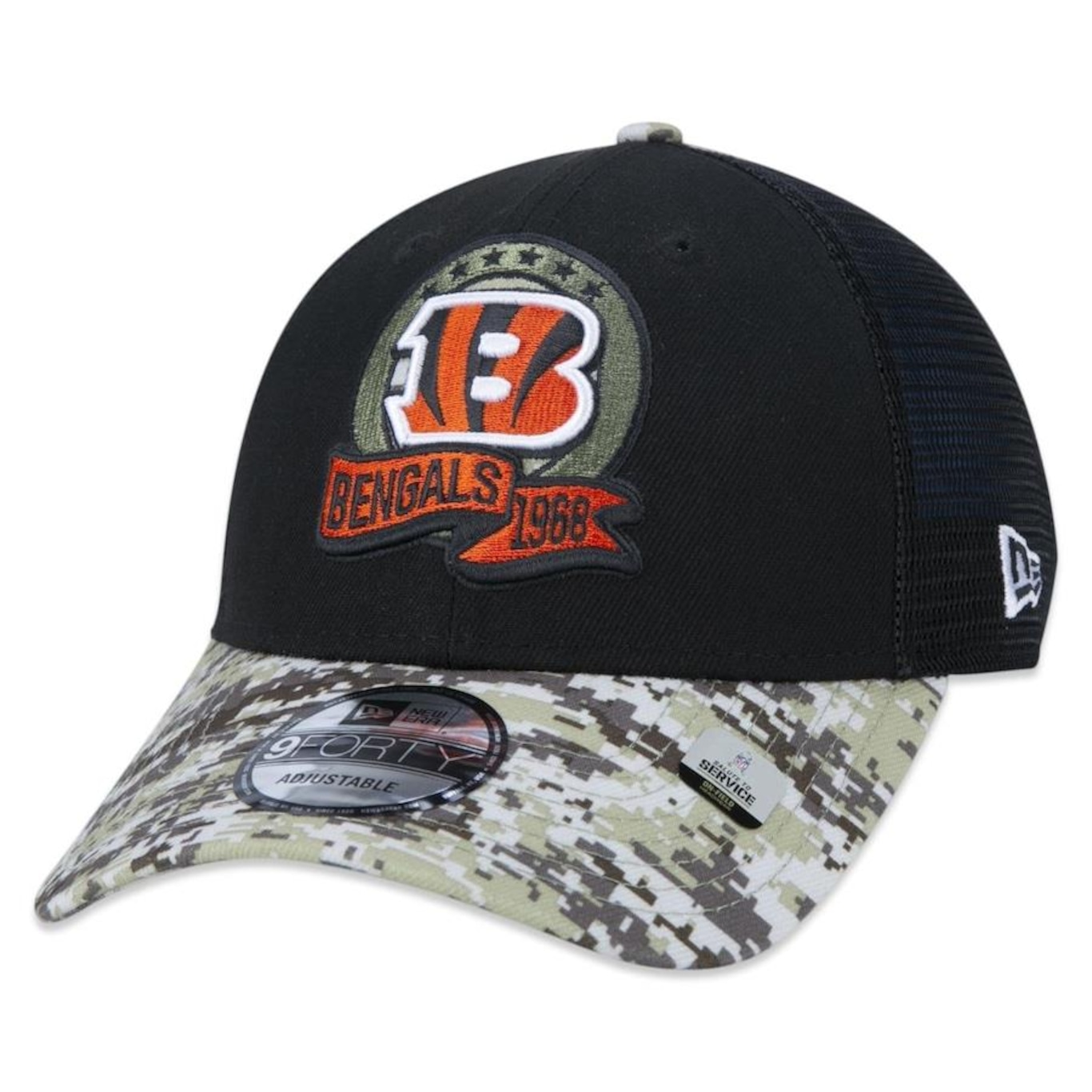 Boné Aba Curva New Era 9Forty Cincinnati Bengals Salute To Service 2022 - Snapback - Trucker - Adulto - Foto 3