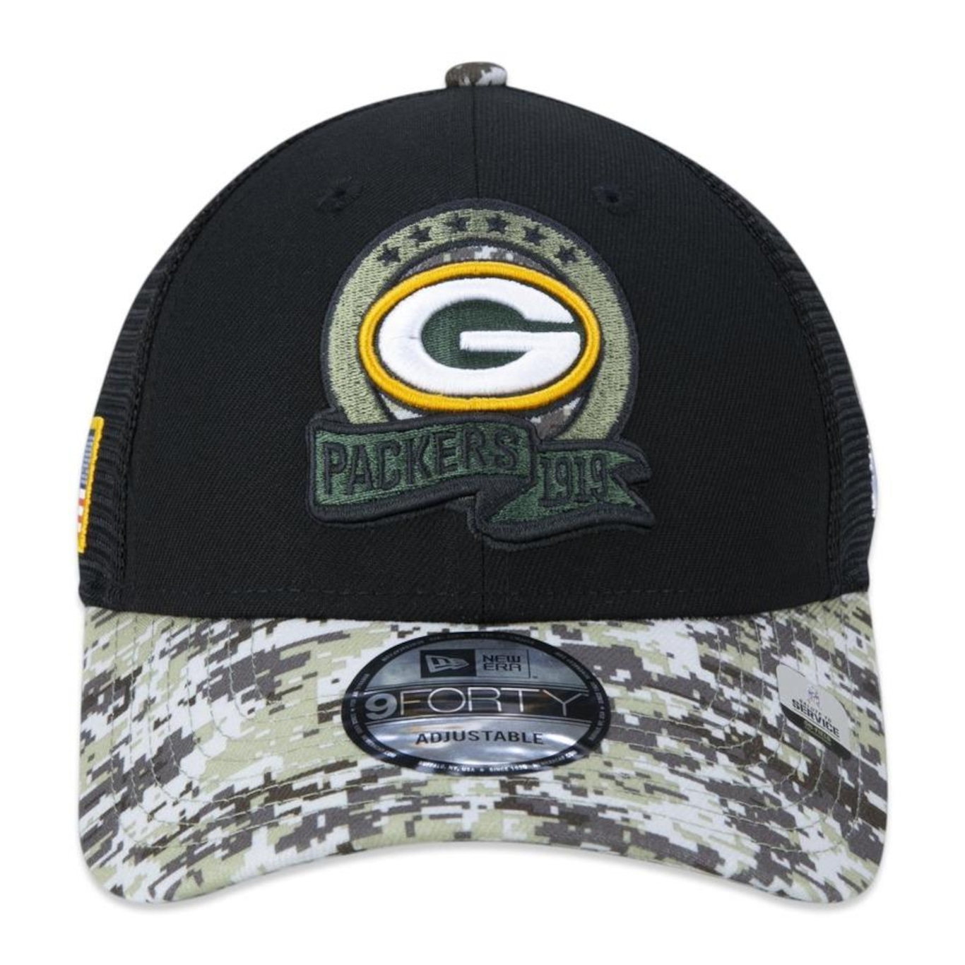 Boné Aba Curva New Era 9Forty Green Bay Packers Salute To Service 2022 - Snapback - Trucker - Adulto - Foto 2