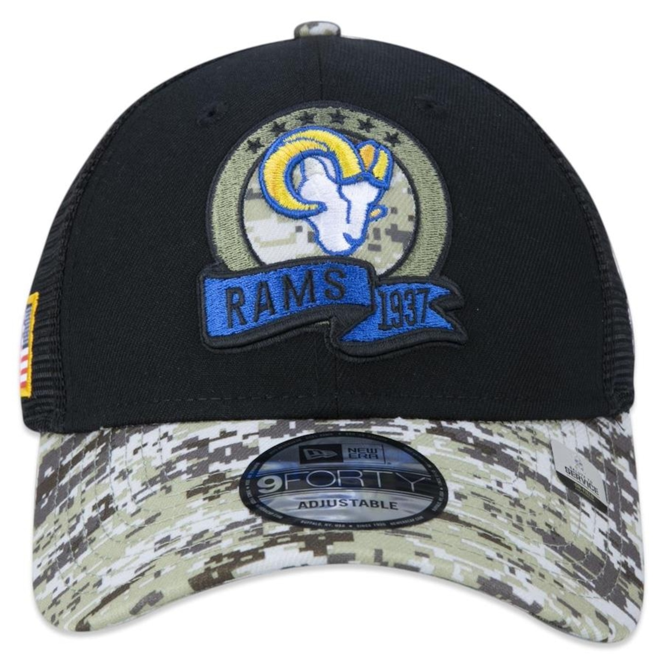 Boné Aba Curva New Era 9Forty Los Angeles Rams Salute To Service 2022 - Snapback - Trucker - Adulto - Foto 2