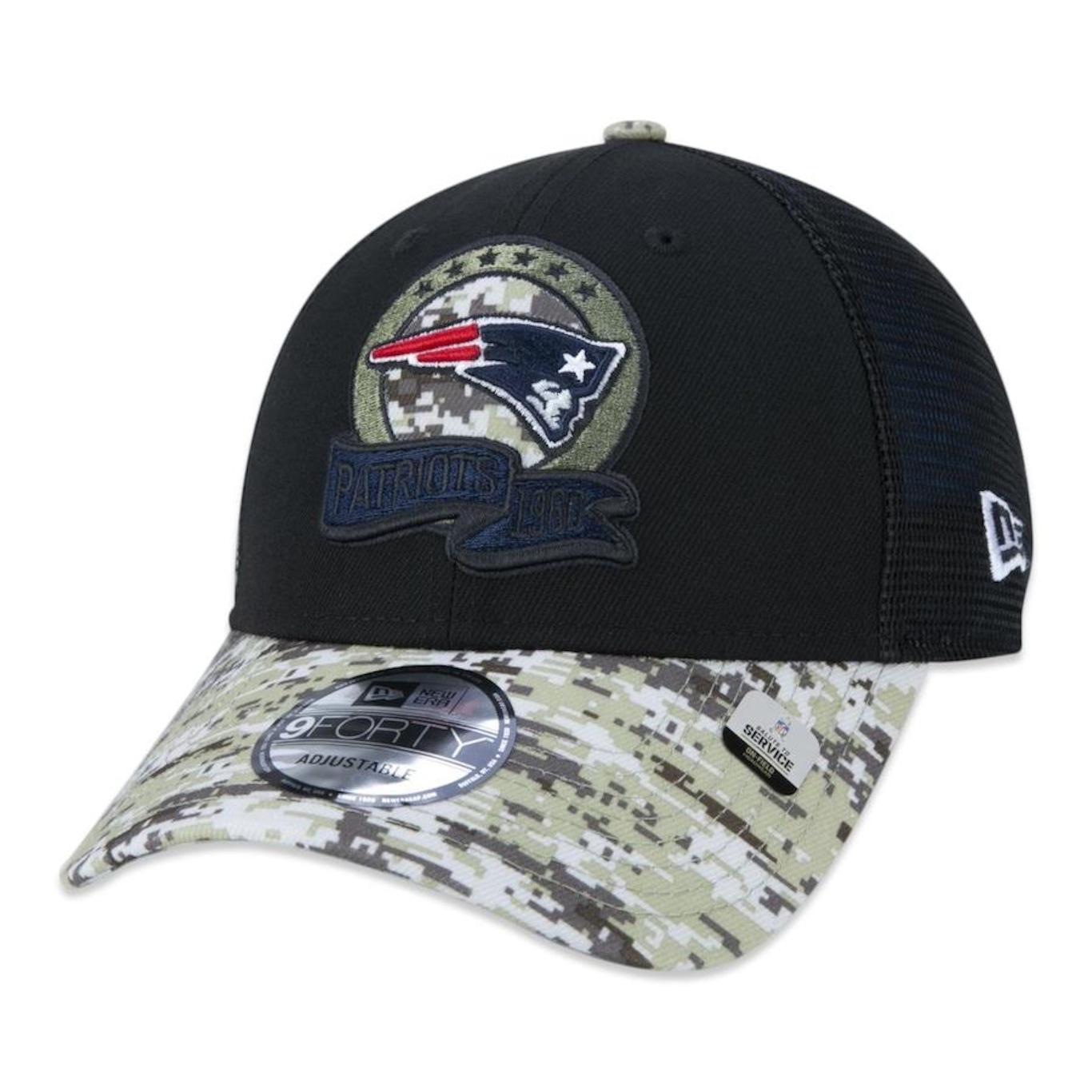 Boné Aba Curva New Era 9Forty New England Patriots Salute To Service 2022 - Snapback - Trucker - Adulto - Foto 3