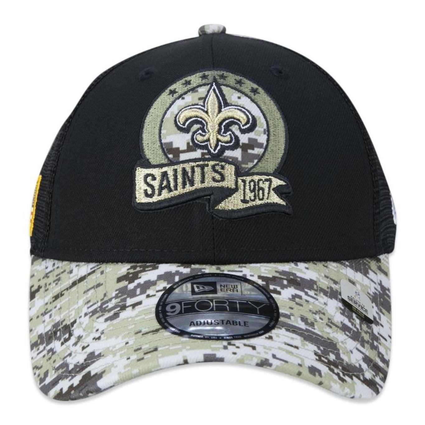 Boné Aba Curva New Era 9Forty New Orleans Saints Salute To Service 2022 - Snapback - Trucker - Adulto - Foto 2