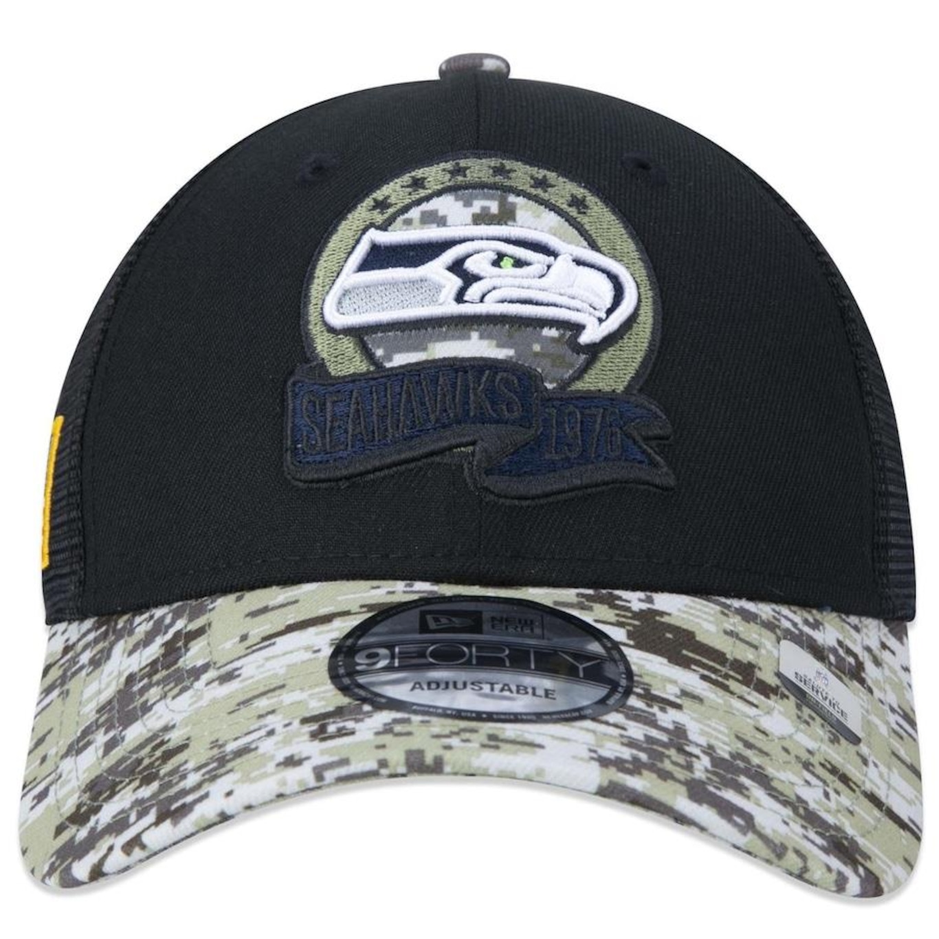 Boné Aba Curva New Era 9Forty Seattle Seahawks Salute To Service 2022 - Snapback - Trucker - Adulto - Foto 2