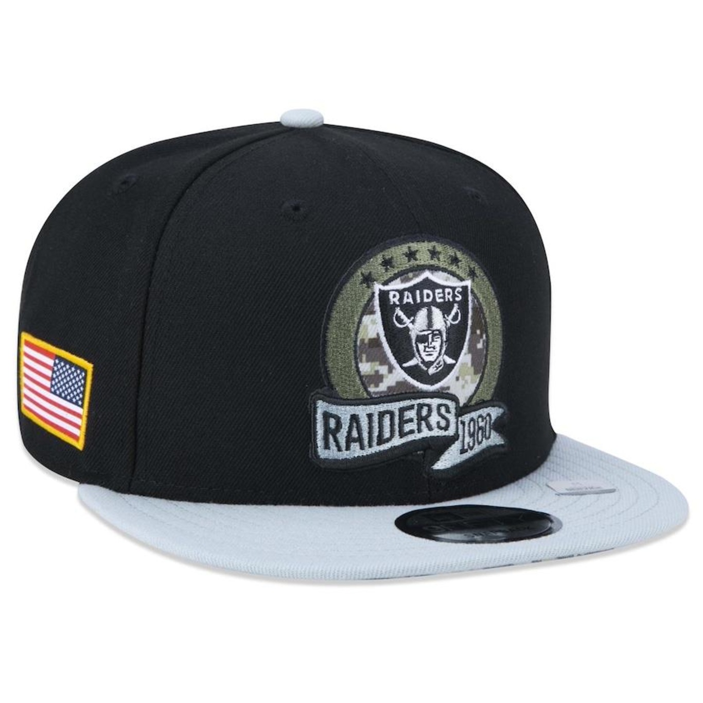 Boné Aba Reta New Era 9Fifty Las Vegas Raiders Salute To Service 2022 - Snapback - Adulto - Foto 1