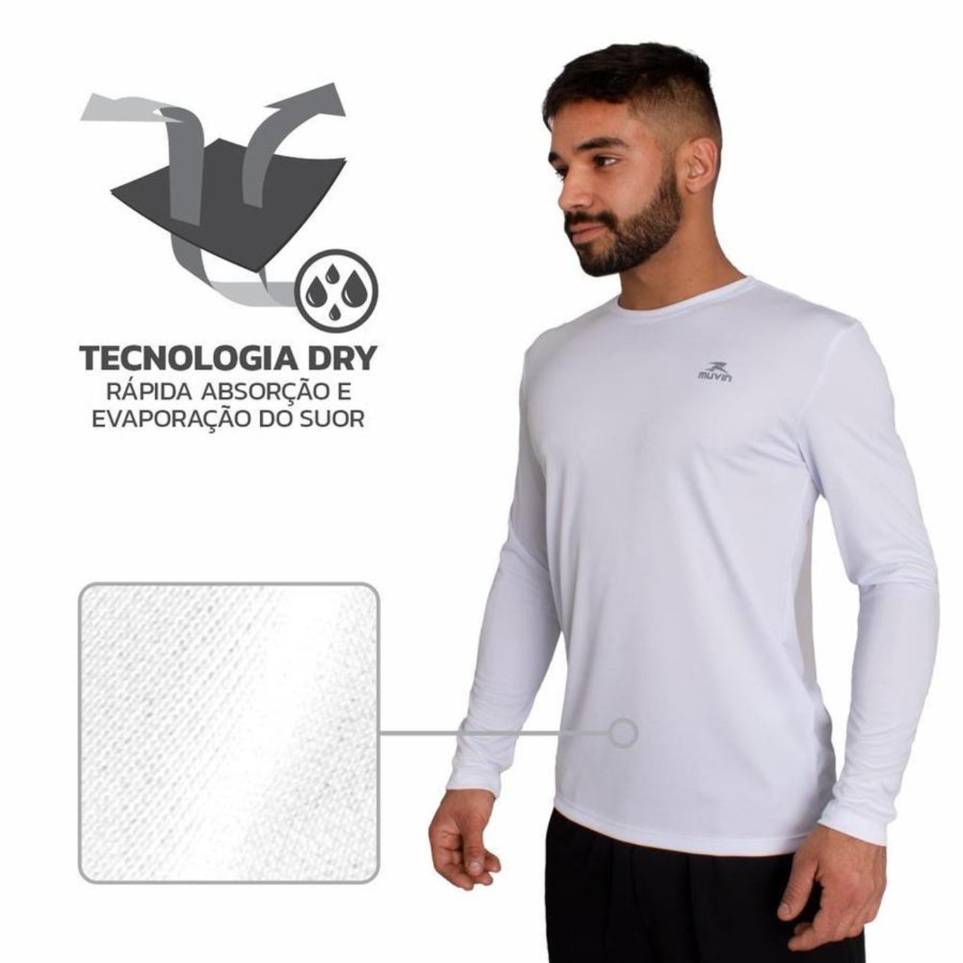 Camiseta Manga Longa Dry Basic SS Muvin Proteção UV50 - Masculina - Foto 5