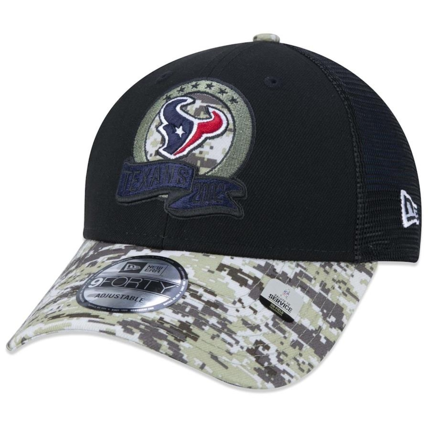 Boné Aba Curva New Era 9Forty Houston Texans Salute To Service 2022 - Snapback - Trucker - Adulto - Foto 3