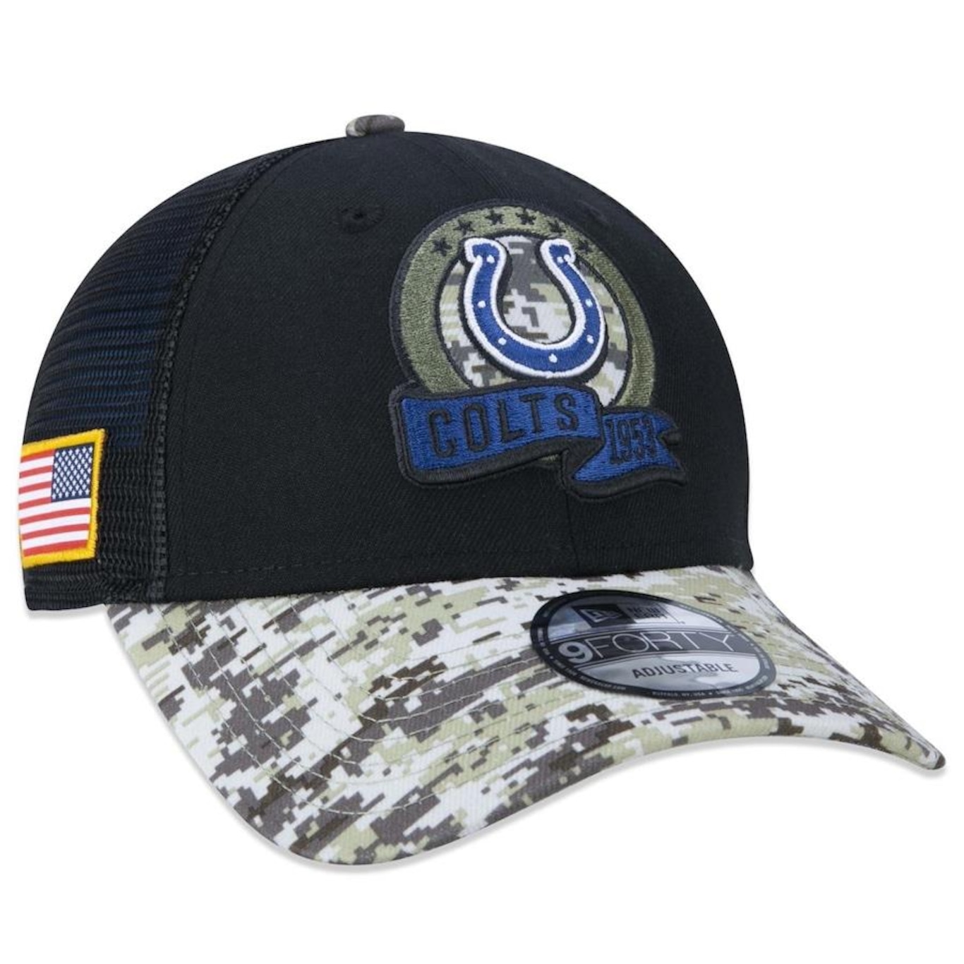 Boné Aba Curva New Era 9Forty Indianapolis Colts Salute To Service 2022 - Snapback - Trucker - Adulto - Foto 1