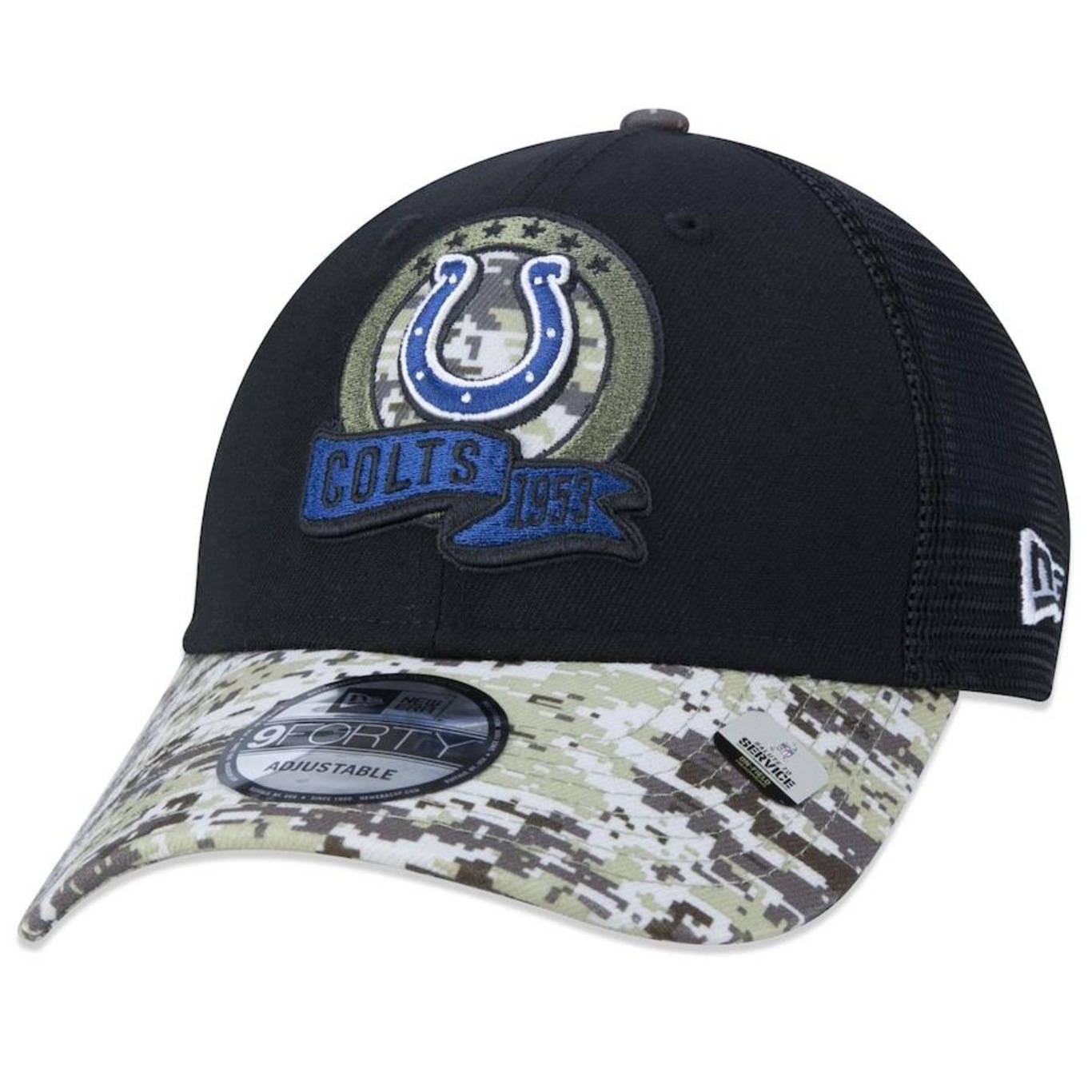 Boné Aba Curva New Era 9Forty Indianapolis Colts Salute To Service 2022 - Snapback - Trucker - Adulto - Foto 3