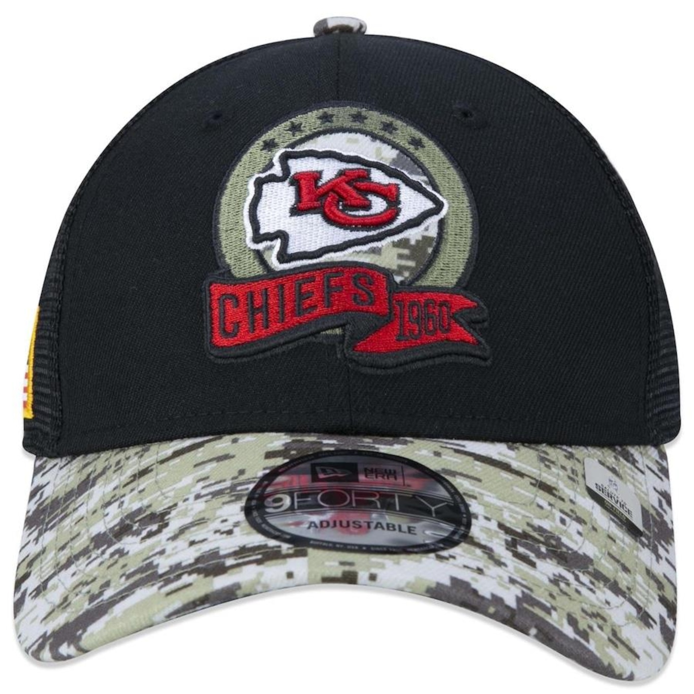 Boné Aba Curva New Era 9Forty Kansas City Chiefs Salute To Service 2022 - Snapback - Trucker - Adulto - Foto 2