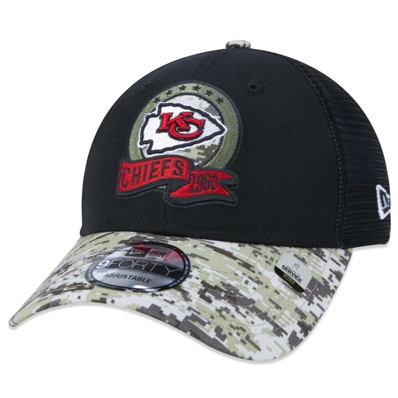 Boné Aba Curva New Era 9Forty Kansas City Chiefs Salute To Service 2022 - Snapback - Trucker - Adulto - Foto 3