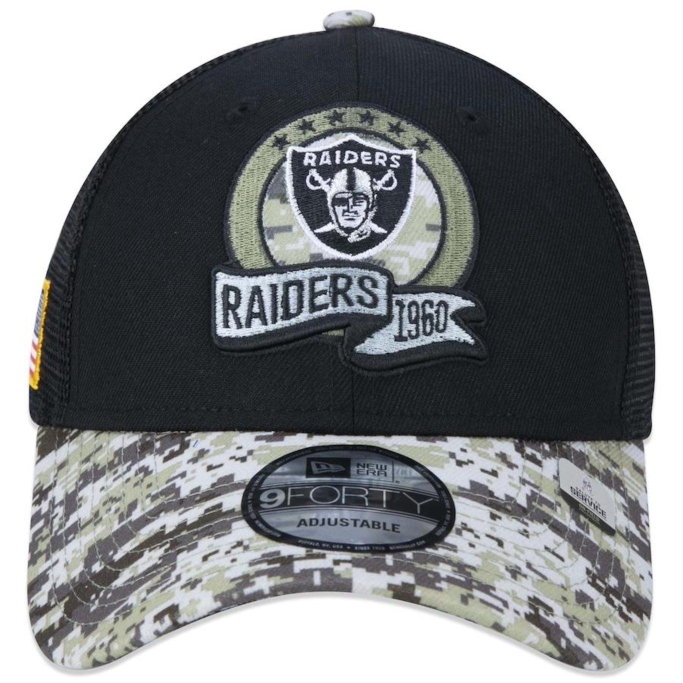 Boné Aba Curva New Era 9Forty Las Vegas Raiders Salute To Service 2022 - Snapback - Trucker - Adulto - Foto 2