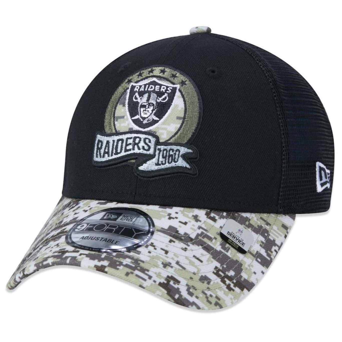 Boné Aba Curva New Era 9Forty Las Vegas Raiders Salute To Service 2022 - Snapback - Trucker - Adulto - Foto 3