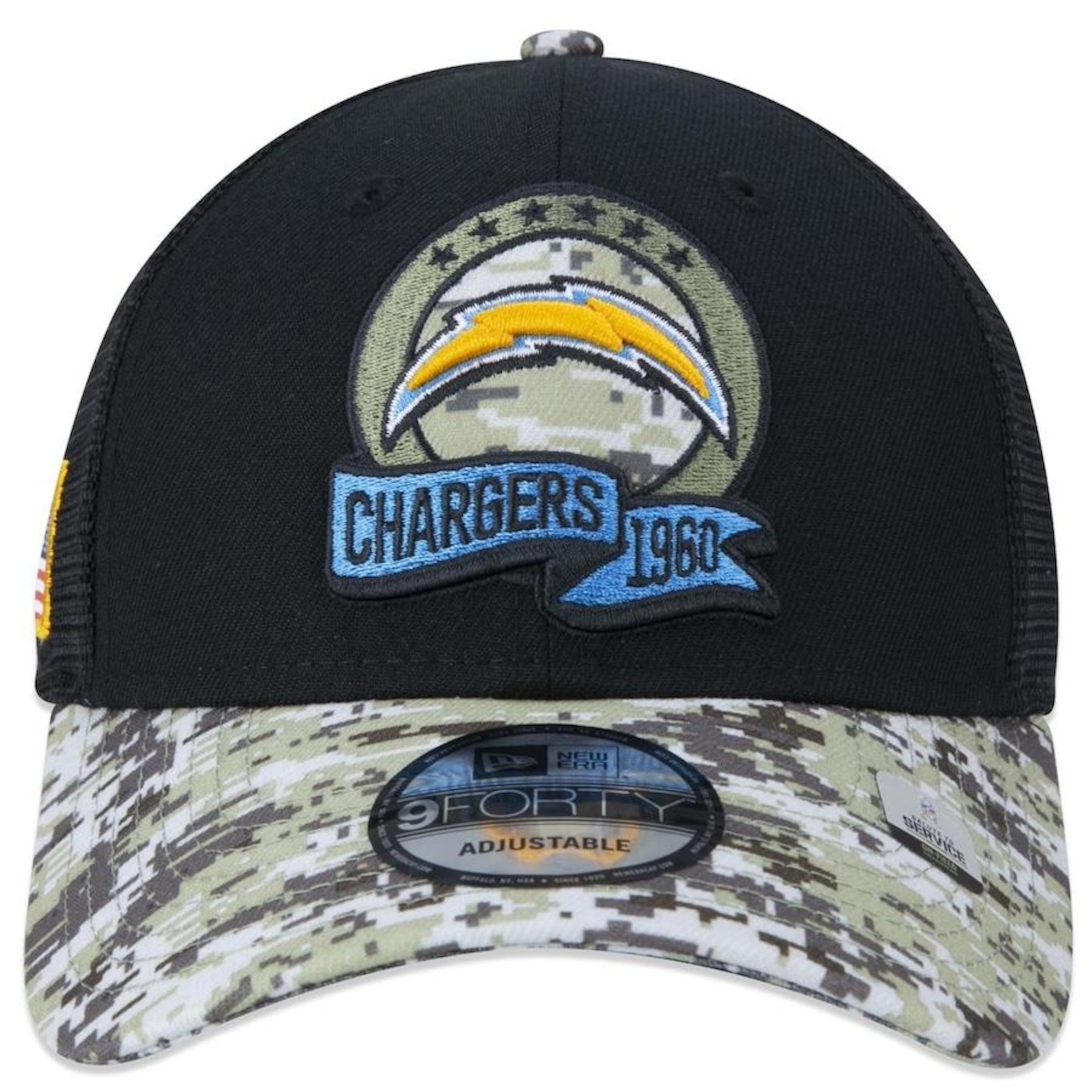 Boné Aba Curva New Era 9Forty Los Angeles Chargers Salute To Service 2022 - Snapback - Trucker - Adulto - Foto 2