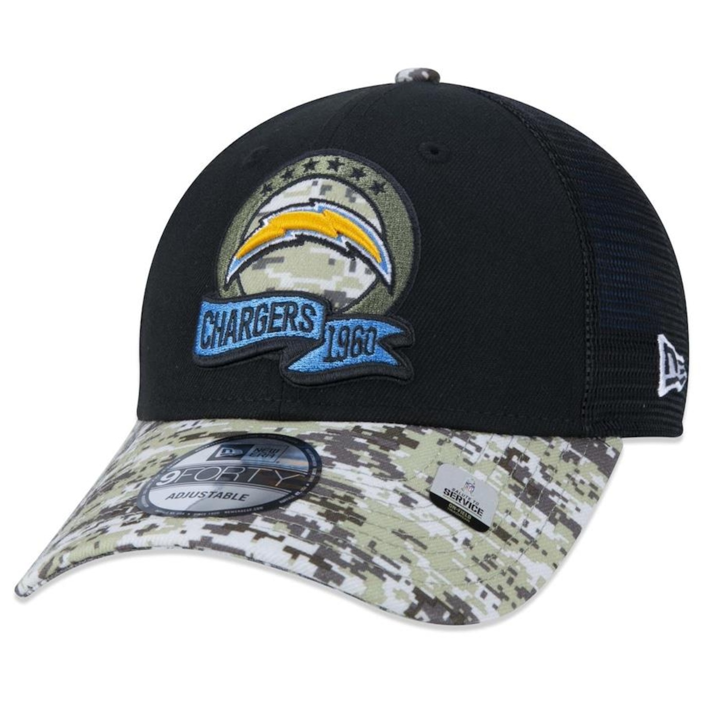 Boné Aba Curva New Era 9Forty Los Angeles Chargers Salute To Service 2022 - Snapback - Trucker - Adulto - Foto 3