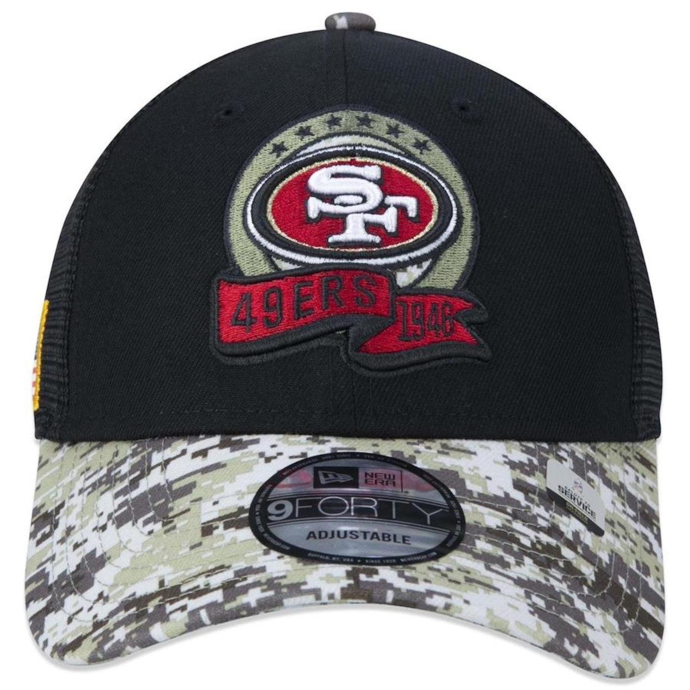 Boné Aba Curva New Era 9Forty San Francisco 49Ers Salute To Service 2022 - Snapback - Trucker - Adulto - Foto 2