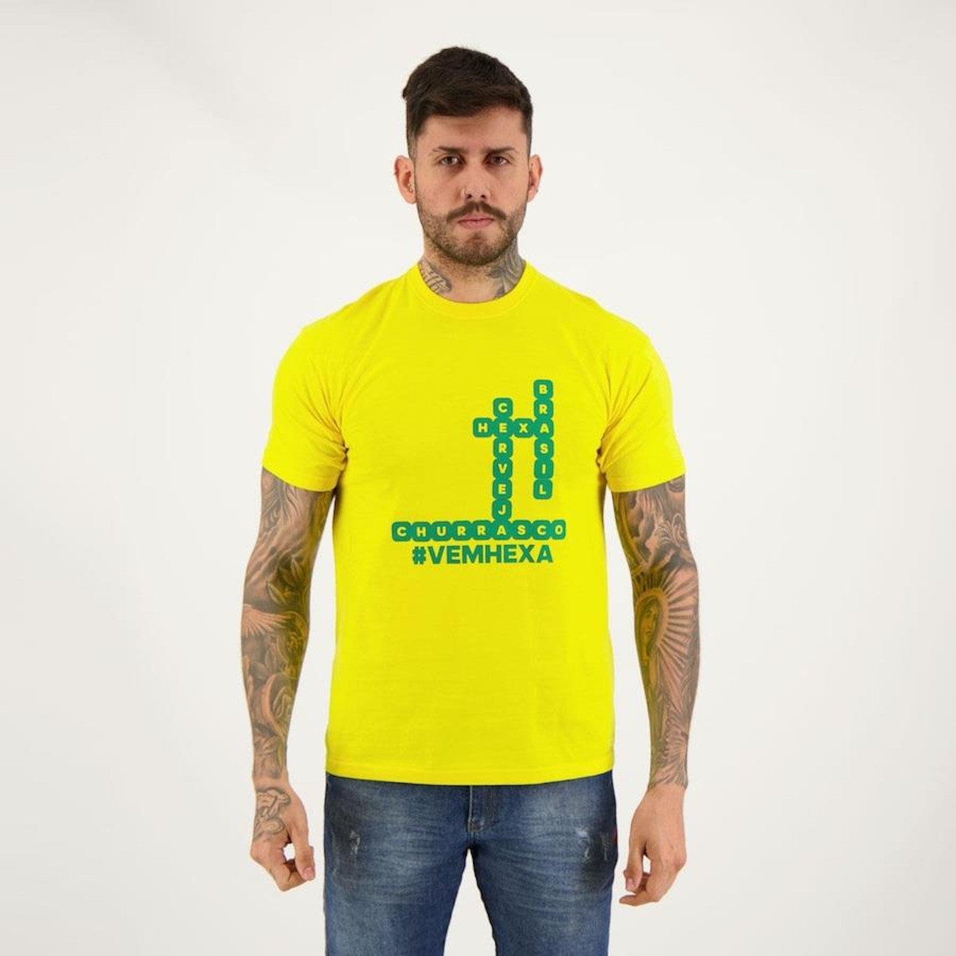 Camiseta Futfanatics Brasil Cruzadas - Masculina - Foto 1