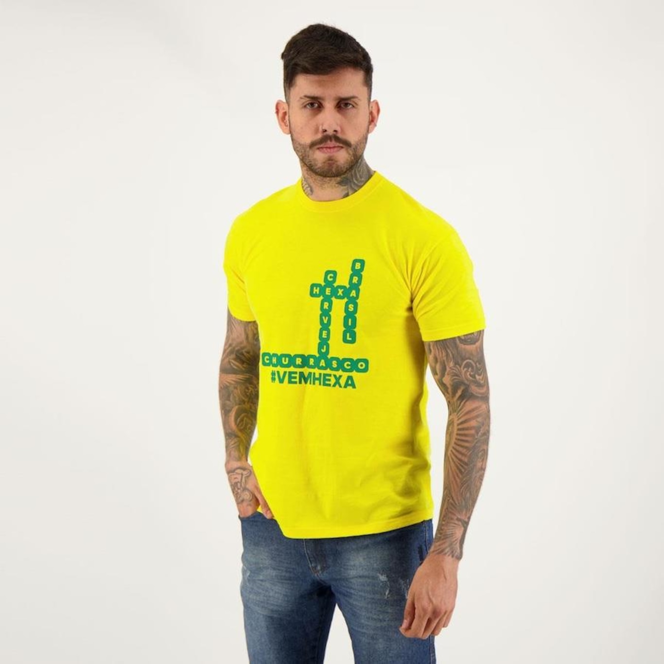 Camiseta Futfanatics Brasil Cruzadas - Masculina - Foto 2