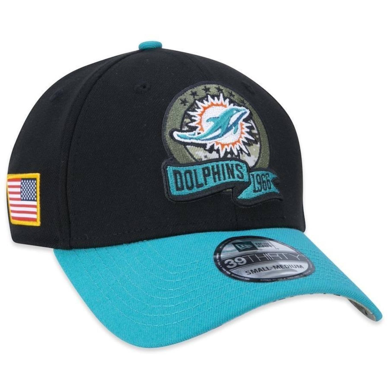 Boné Aba Curva New Era 39Thirty Miami Dolphins Salute To Service 2022 - Stretch Fit - Masculino - Foto 1