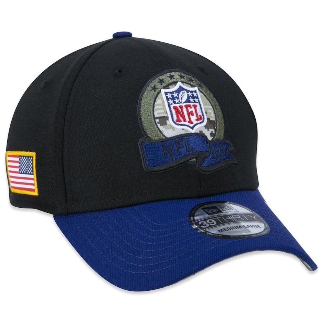 Boné Aba Curva New Era 39Thirty Nfl Shield Salute To Service 2022 - Stretch Fit - Masculino - Foto 1