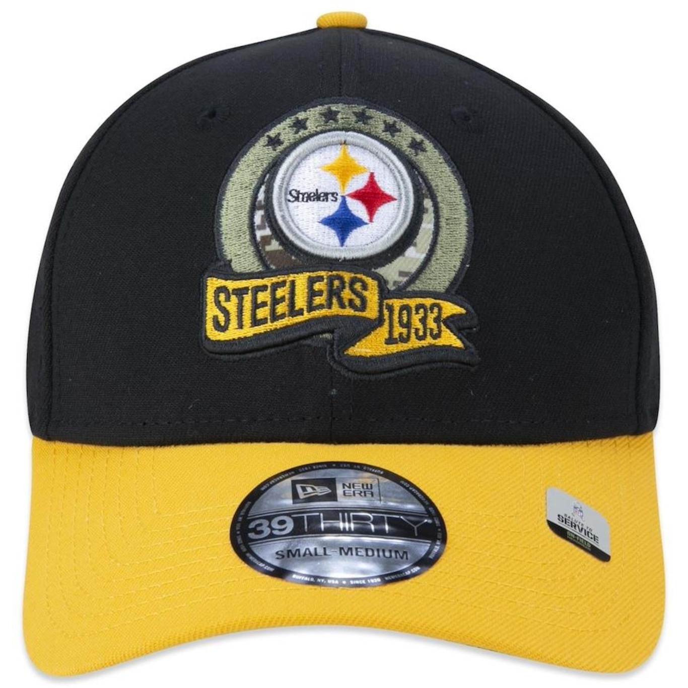 Boné Aba Curva New Era 39Thirty Pittsburgh Steelers Salute To Service 2022 - Stretch Fit - Masculino - Foto 2