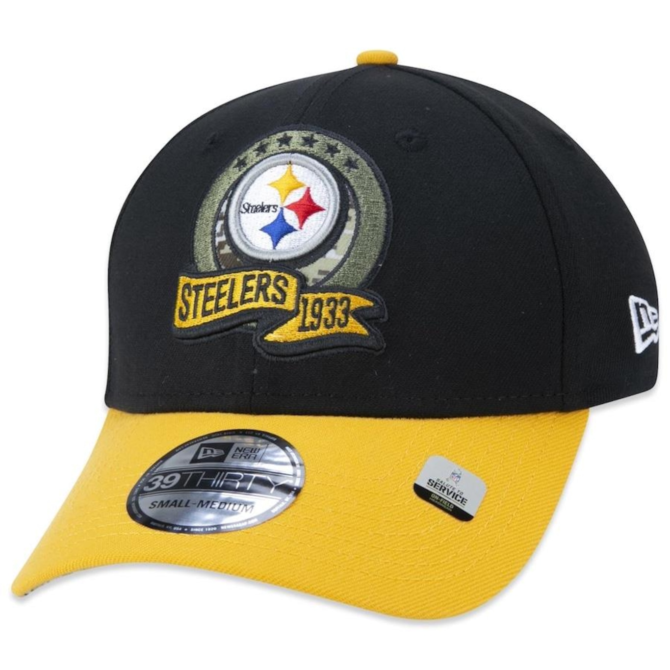 Boné Aba Curva New Era 39Thirty Pittsburgh Steelers Salute To Service 2022 - Stretch Fit - Masculino - Foto 3