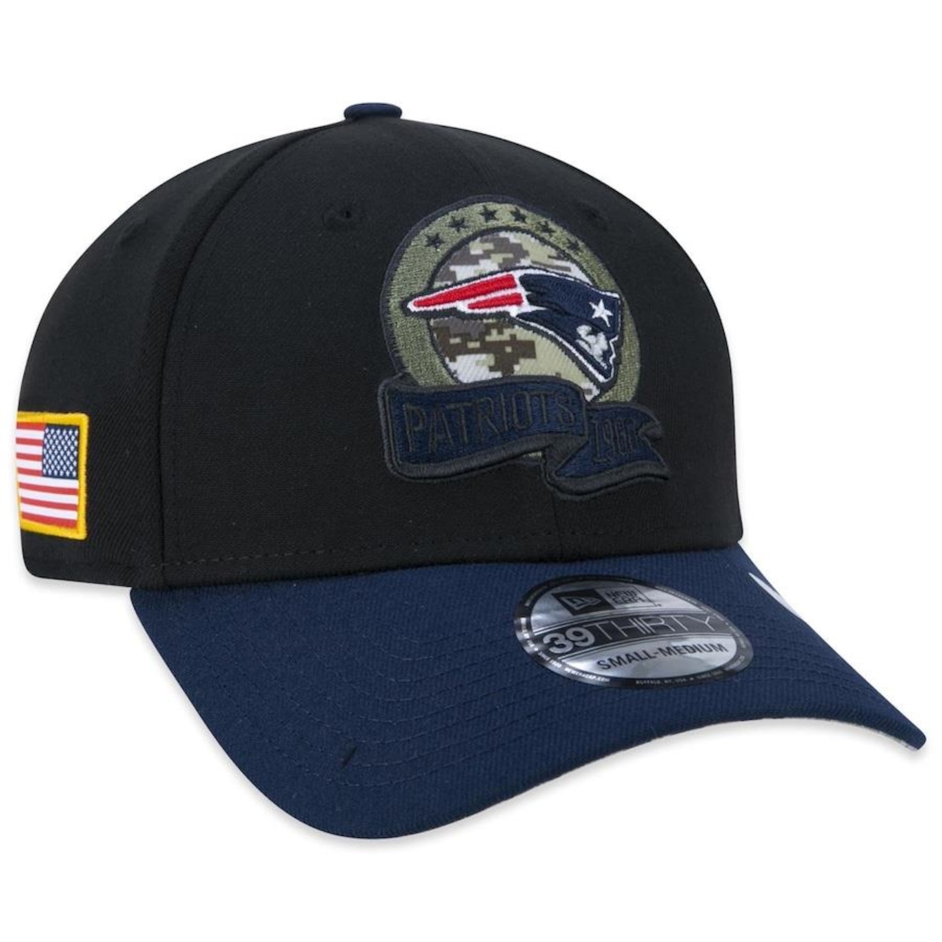 Boné Aba Curva New Era 39Thirty New England Patriots Salute To Service 2022 - Stretch Fit - Masculino - Foto 1