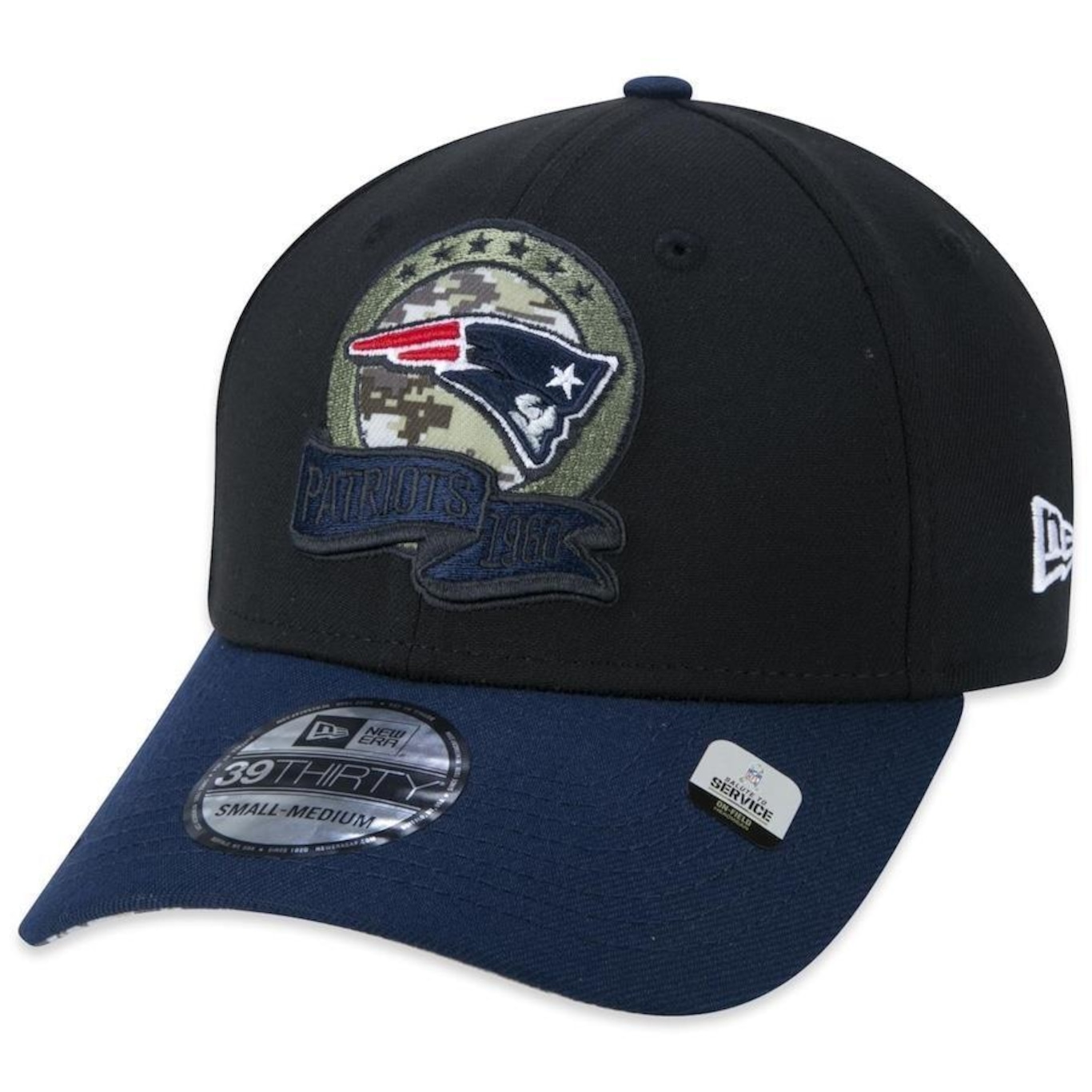 Boné Aba Curva New Era 39Thirty New England Patriots Salute To Service 2022 - Stretch Fit - Masculino - Foto 3