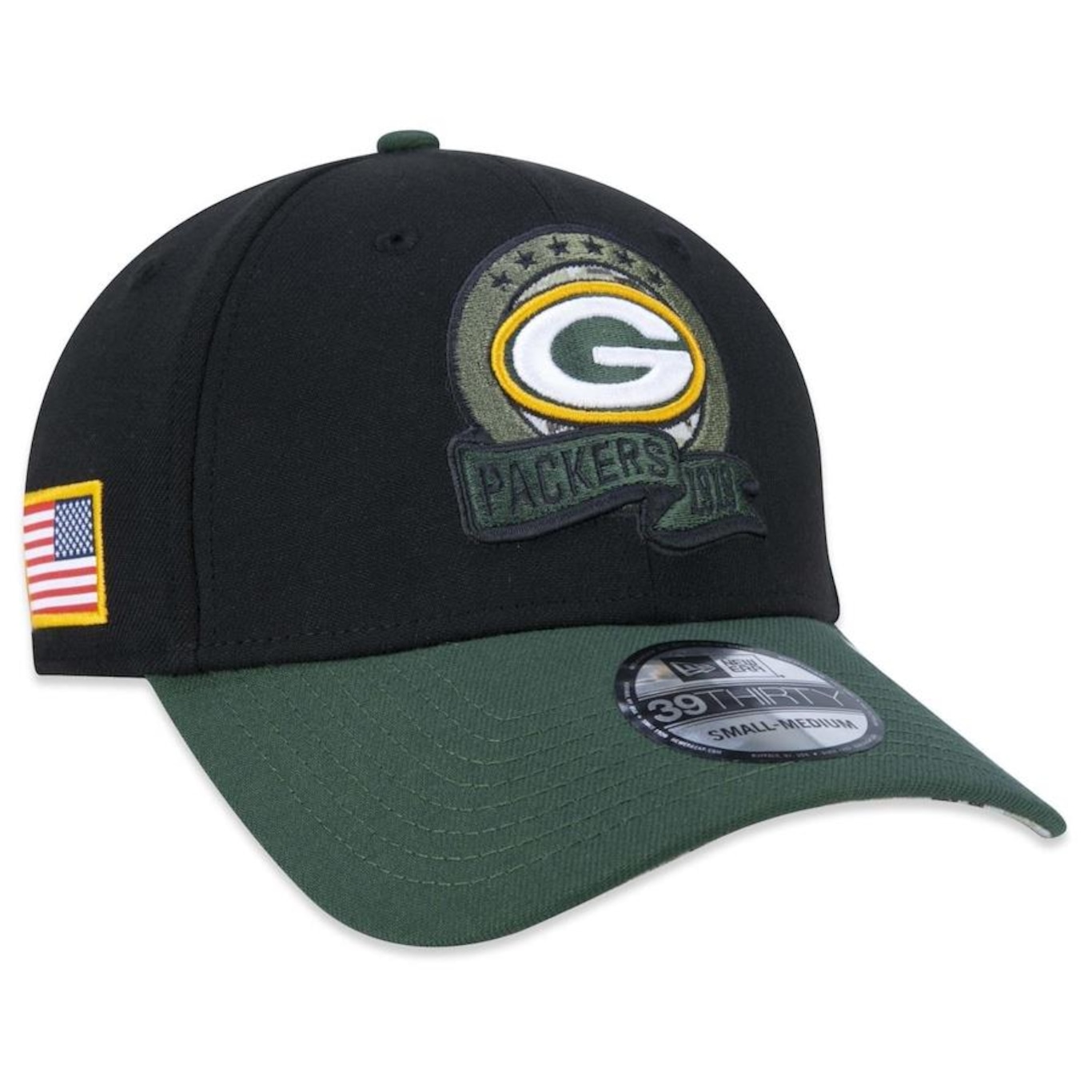 Boné Aba Curva New Era 39Thirty Green Bay Packers Salute To Service 2022 - Stretch Fit - Masculino - Foto 1