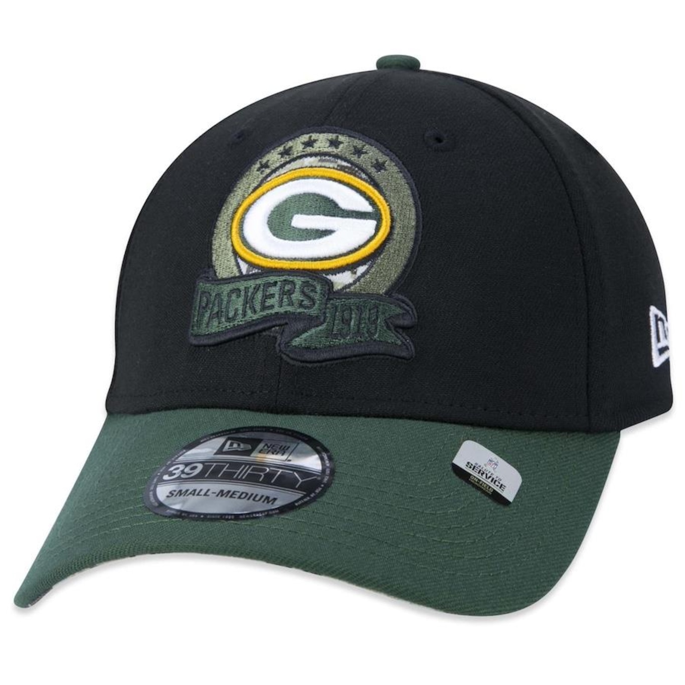 Boné Aba Curva New Era 39Thirty Green Bay Packers Salute To Service 2022 - Stretch Fit - Masculino - Foto 3