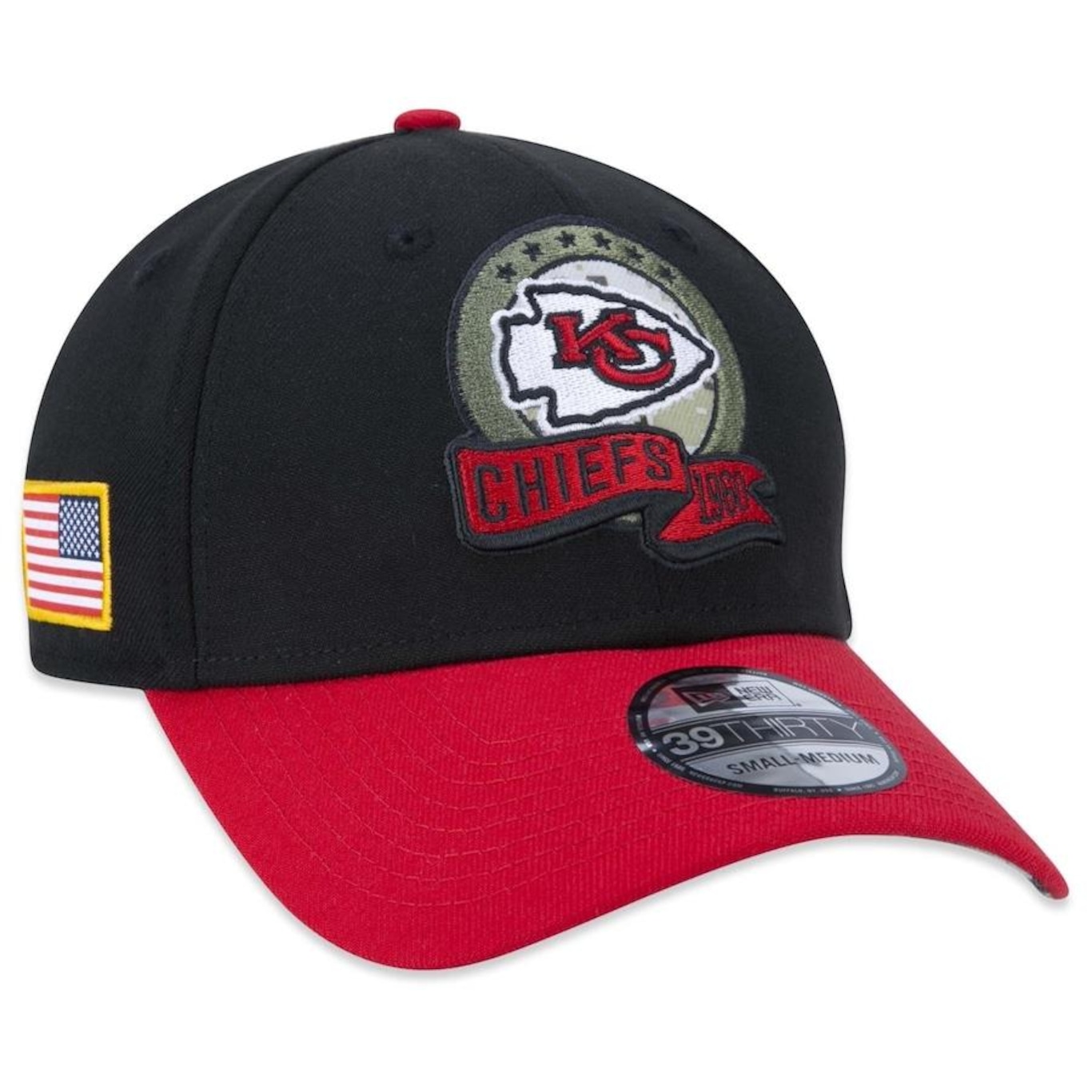 Boné Aba Curva New Era 39Thirty Kansas City Chiefs Salute To Service 2022 - Stretch Fit - Masculino - Foto 1