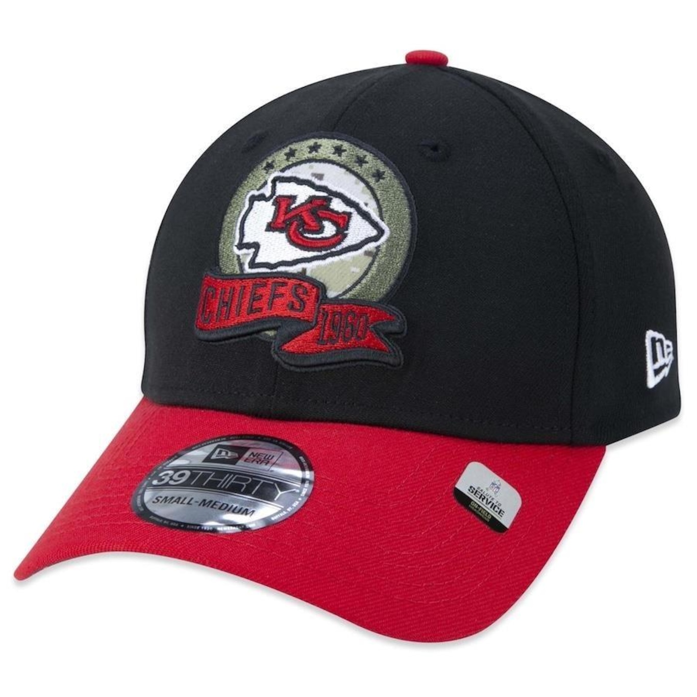 Boné Aba Curva New Era 39Thirty Kansas City Chiefs Salute To Service 2022 - Stretch Fit - Masculino - Foto 2