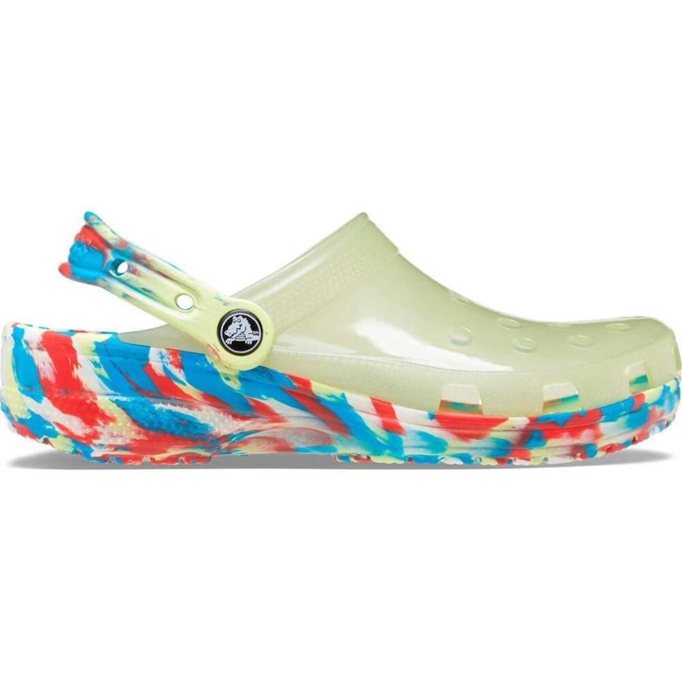 Sandália Crocs Classic Translucent Marbled Clog Sulphur - Unissex - Foto 1