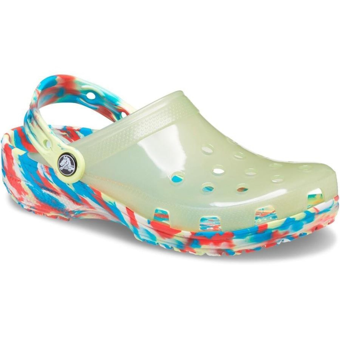 Sandália Crocs Classic Translucent Marbled Clog Sulphur - Unissex - Foto 2