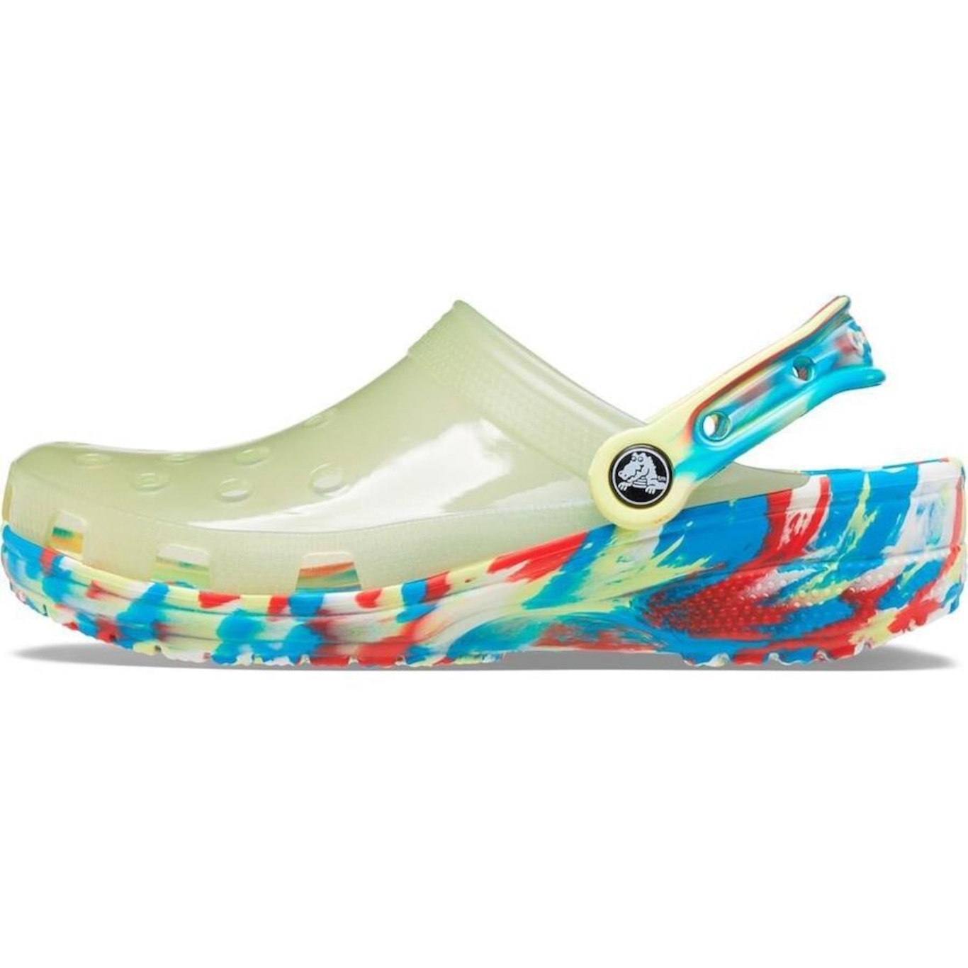 Sandália Crocs Classic Translucent Marbled Clog Sulphur - Unissex - Foto 3