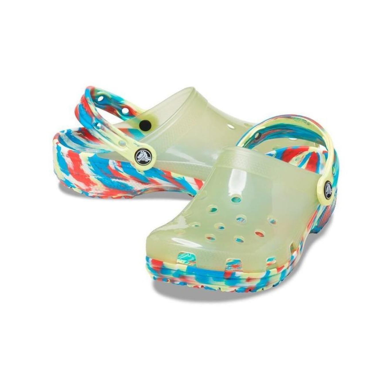 Sandália Crocs Classic Translucent Marbled Clog Sulphur - Unissex - Foto 4