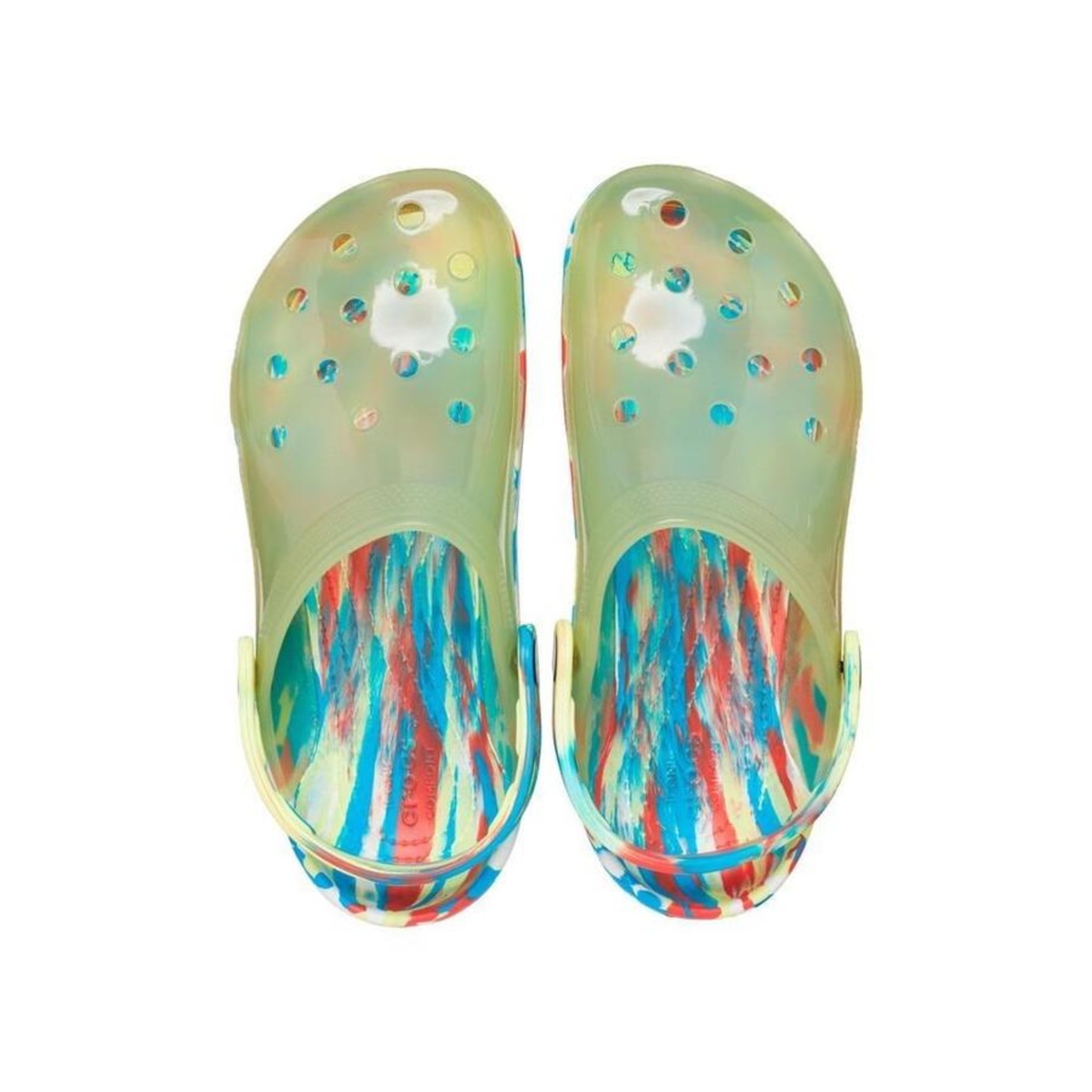 Sandália Crocs Classic Translucent Marbled Clog Sulphur - Unissex - Foto 5