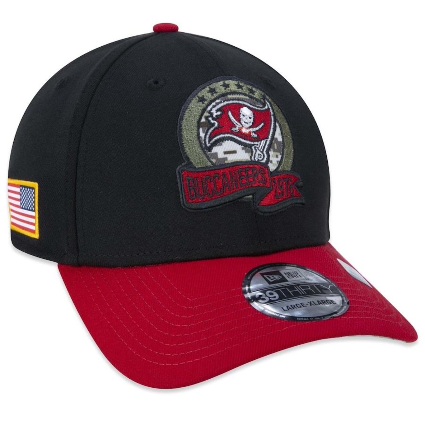 Boné Aba Curva New Era 39Thirty Tampa Bay Buccaneers Salute To Service 2022 - Stretch Fit - Masculino - Foto 1