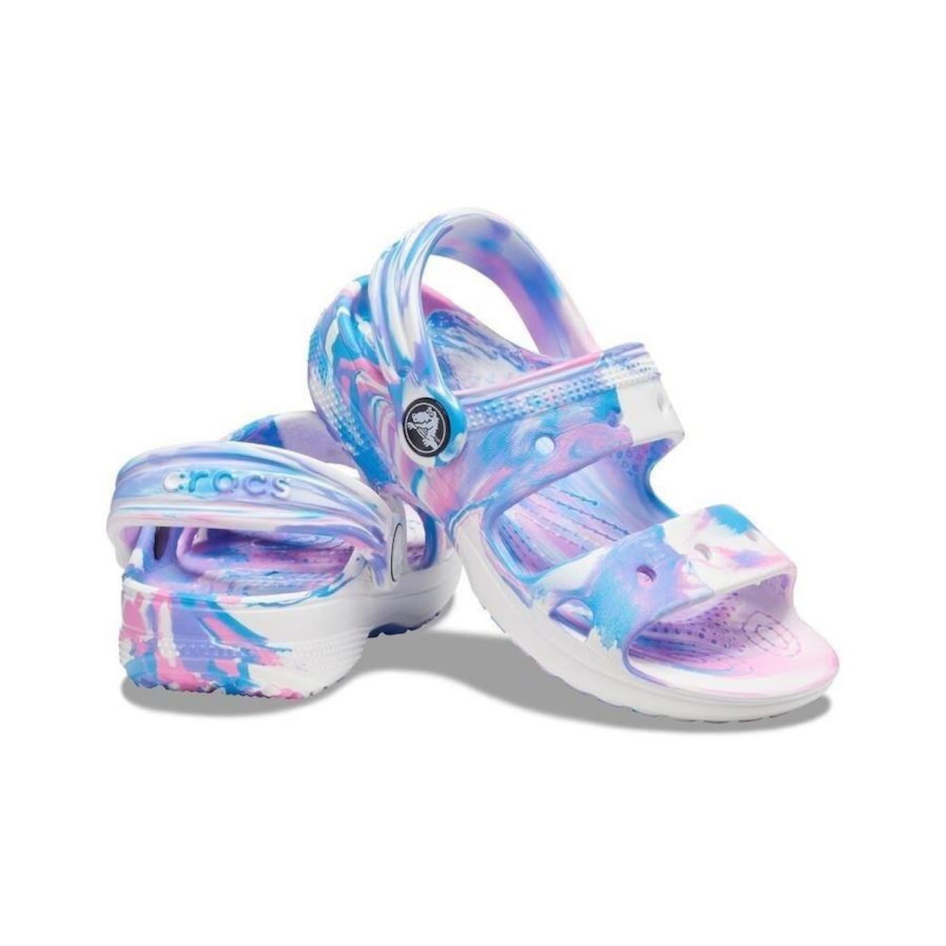 Sandália Crocs Classic Marbled Sandal - Infantil - Foto 4