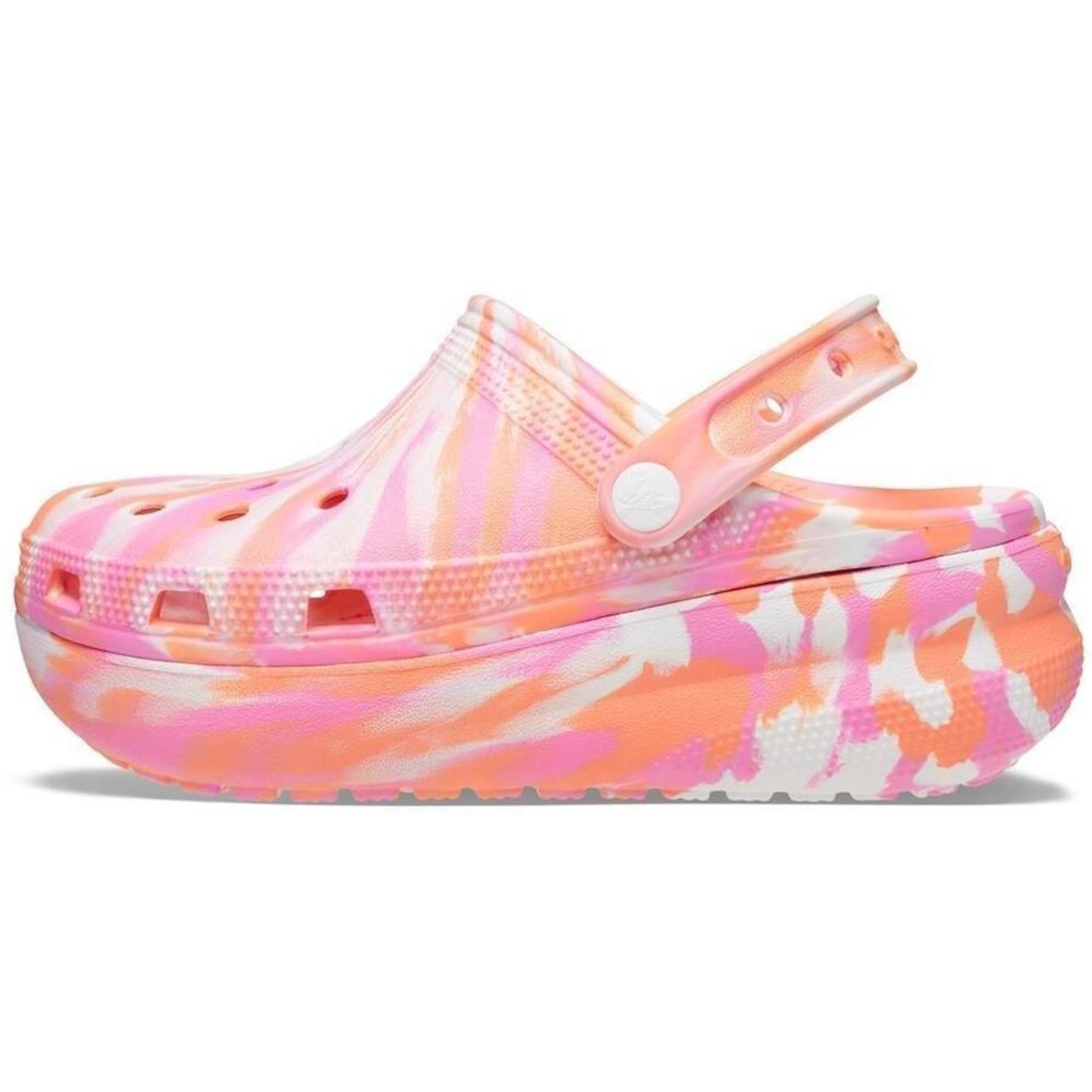 Sandália Crocs Marbled Cutie Clog Papaya Multi - Infantil - Foto 3