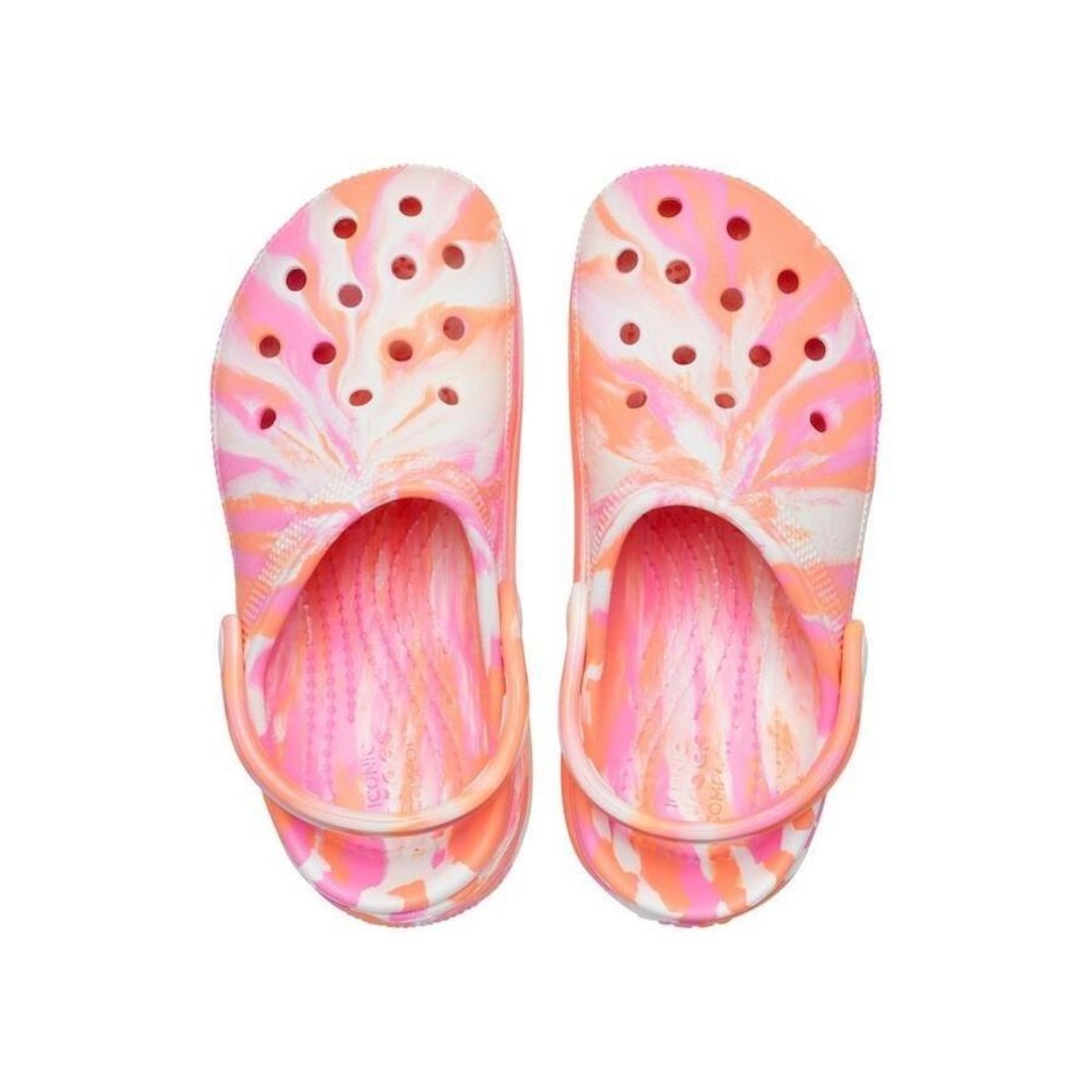 Sandália Crocs Marbled Cutie Clog Papaya Multi - Infantil - Foto 5