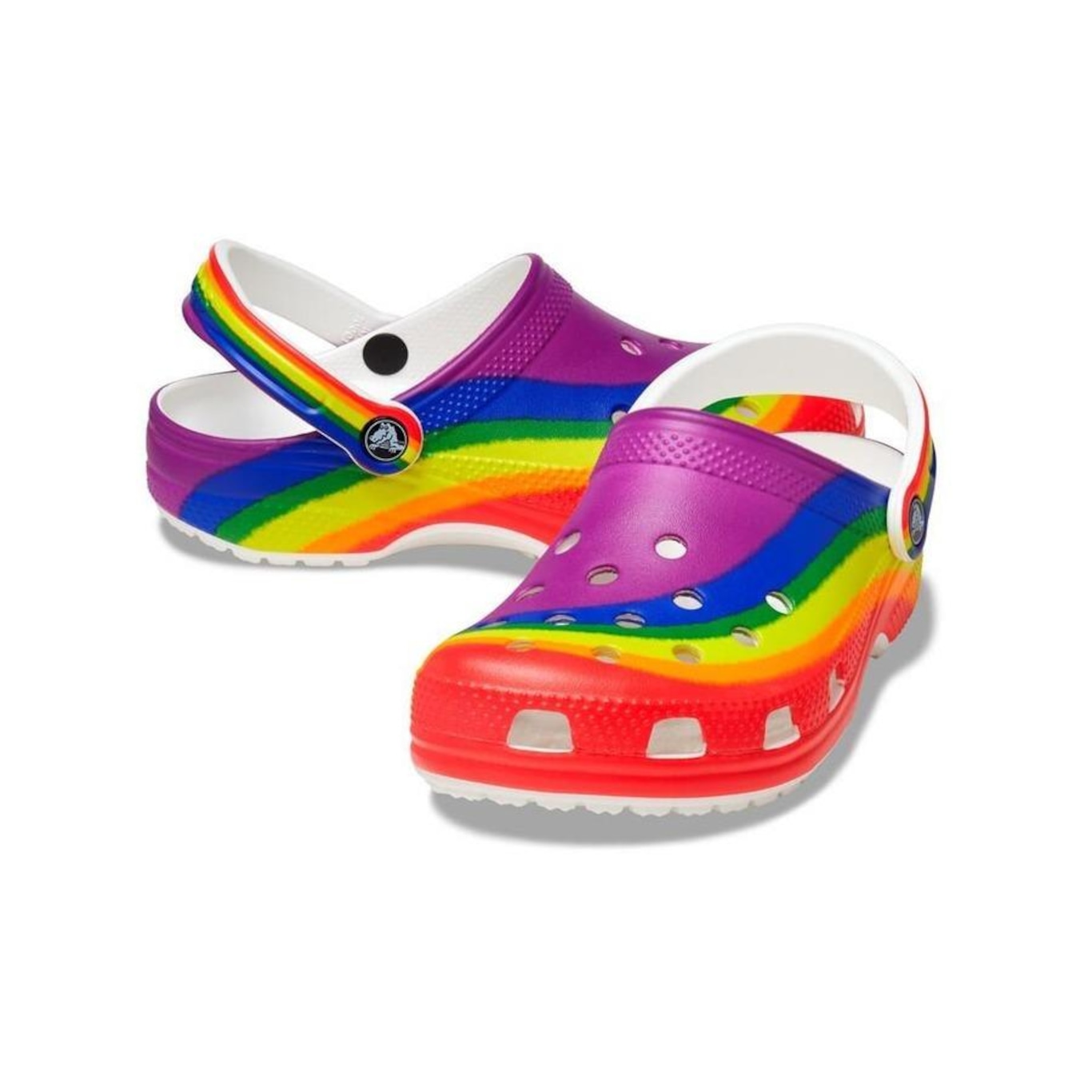 Sandália Crocs Classic Rainbow Dye Clog Rainbow - Unissex - Foto 4