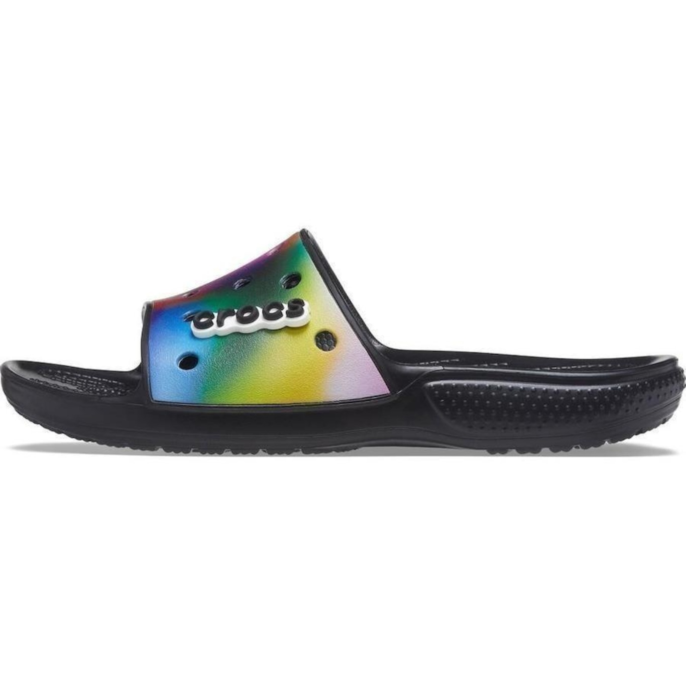 Chinelo Crocs Classic Solarized Slide - Unissex - Foto 4