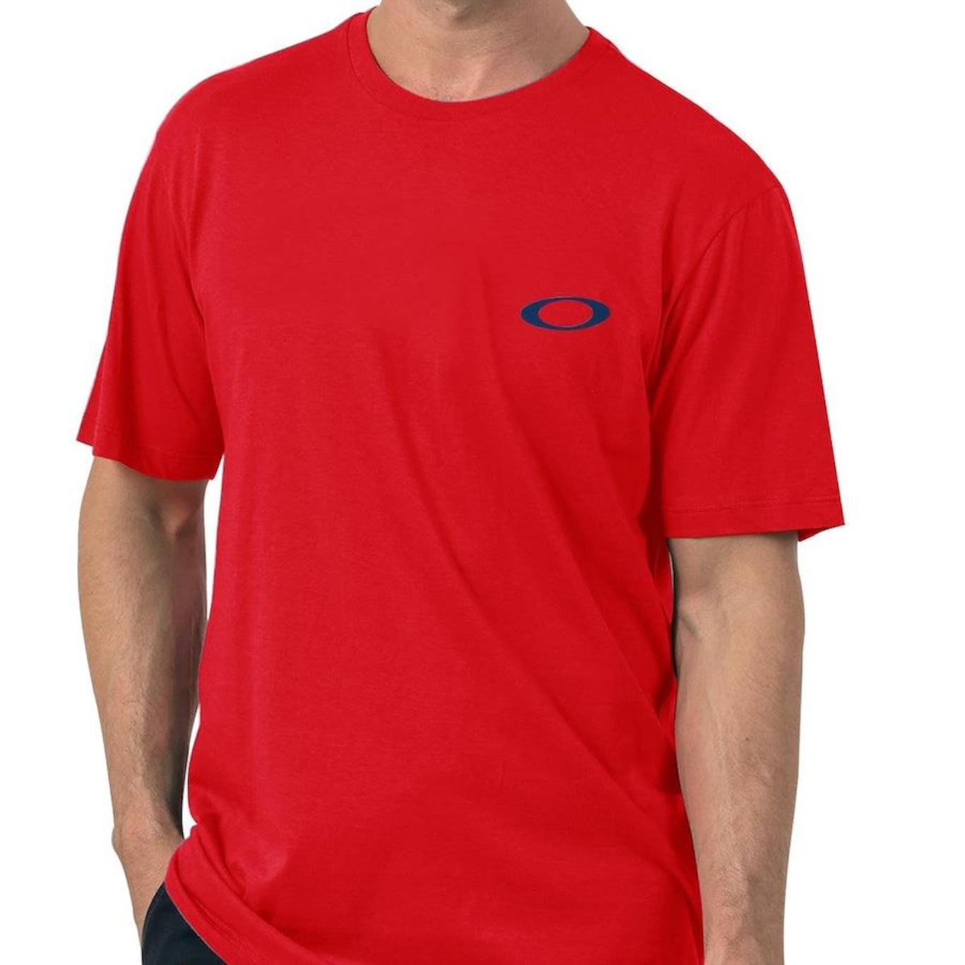 Camiseta Oakley Logo Peito- Branco/Vermelho