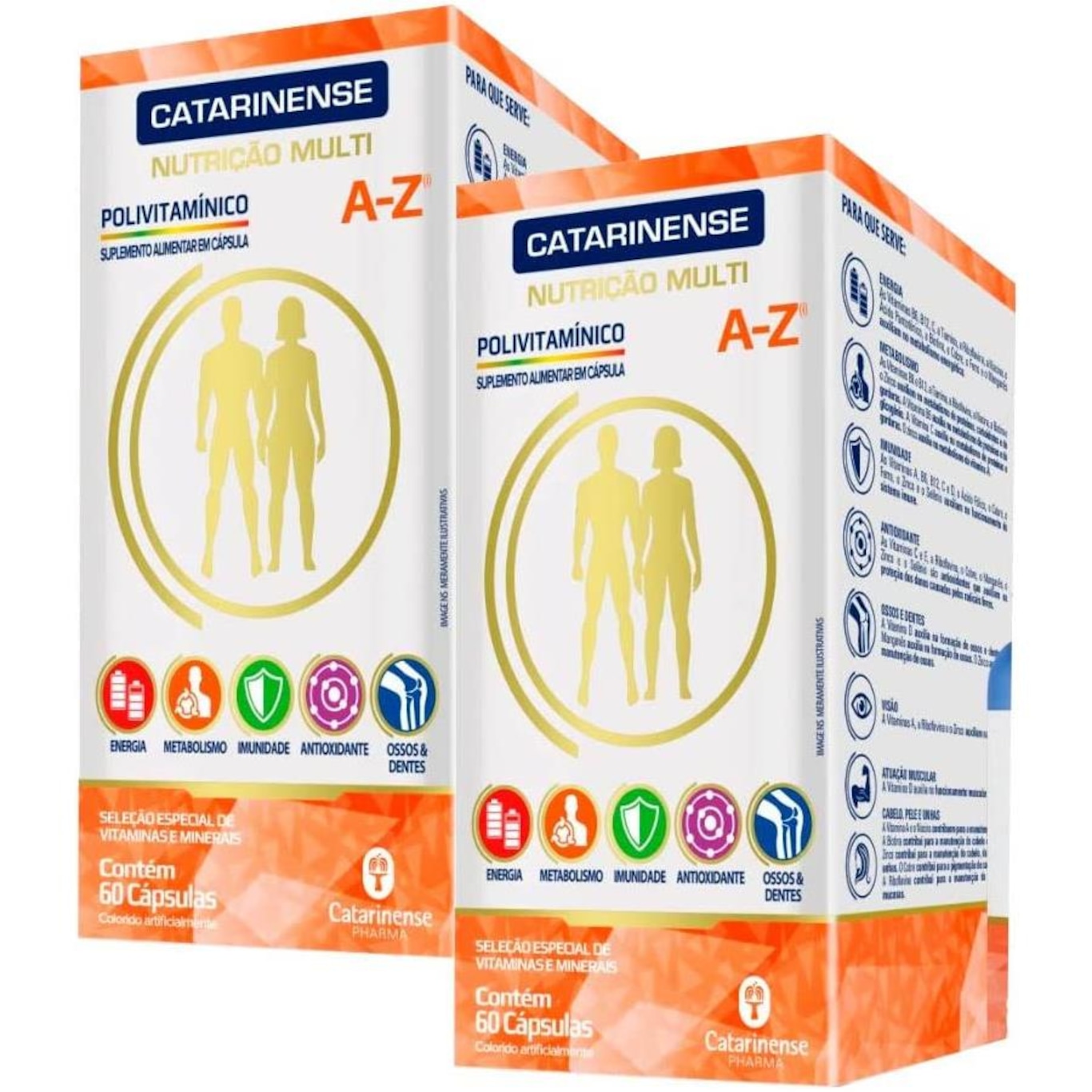 Polivitamínico A-Z Catarinense Pharma - 2 Unidades - 120 cápsulas - Foto 1