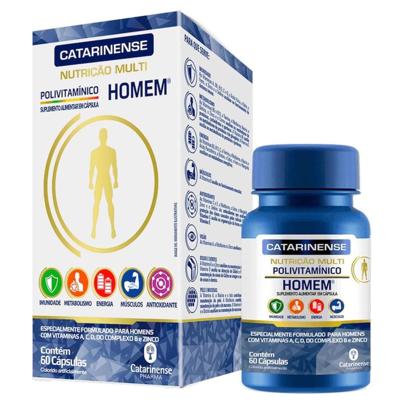 Polivitamínico Homem Catarinense Pharma - 60 cápsulas - Foto 1