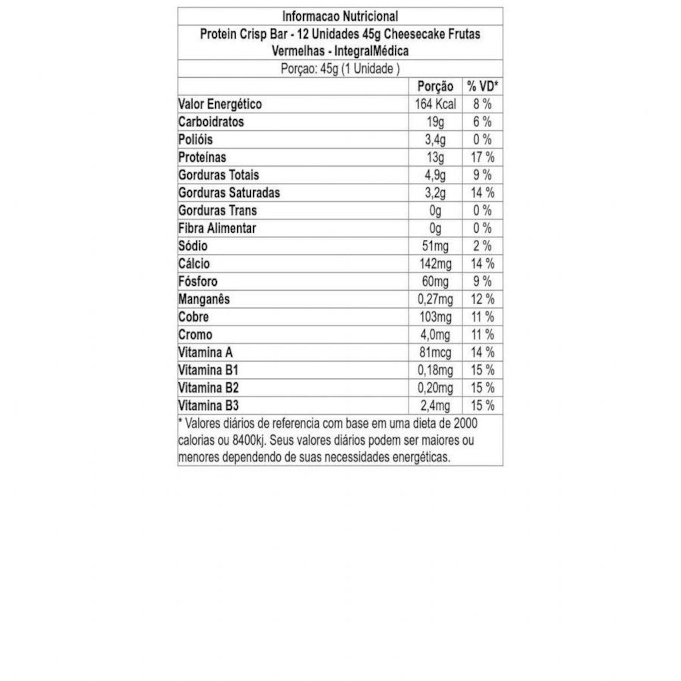 Protein Crisp Bar Integralmédica - Cheesecake - 12 Unid de 45g - Foto 2