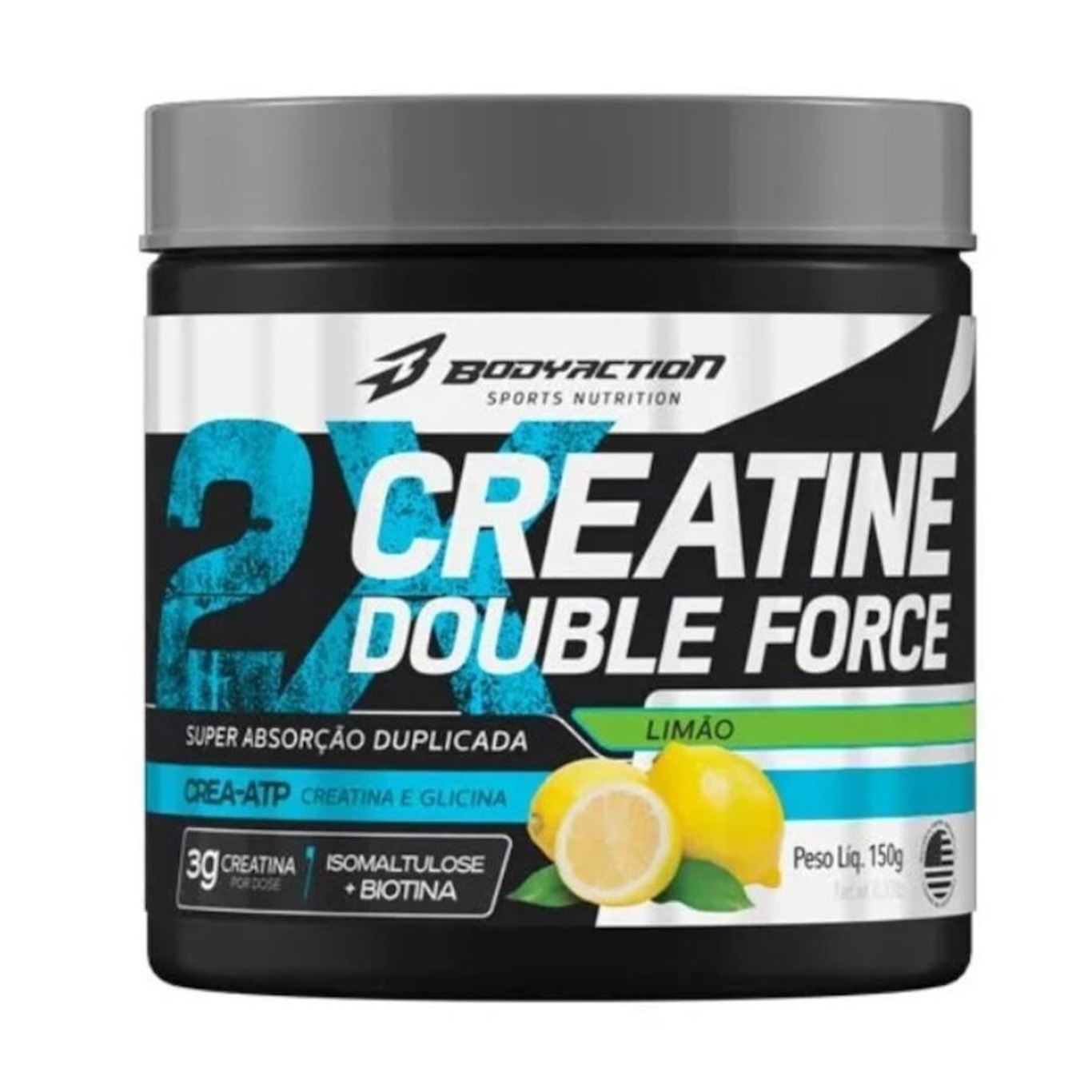 Creatina Double Force BodyAction - Limão - 150g - Foto 1