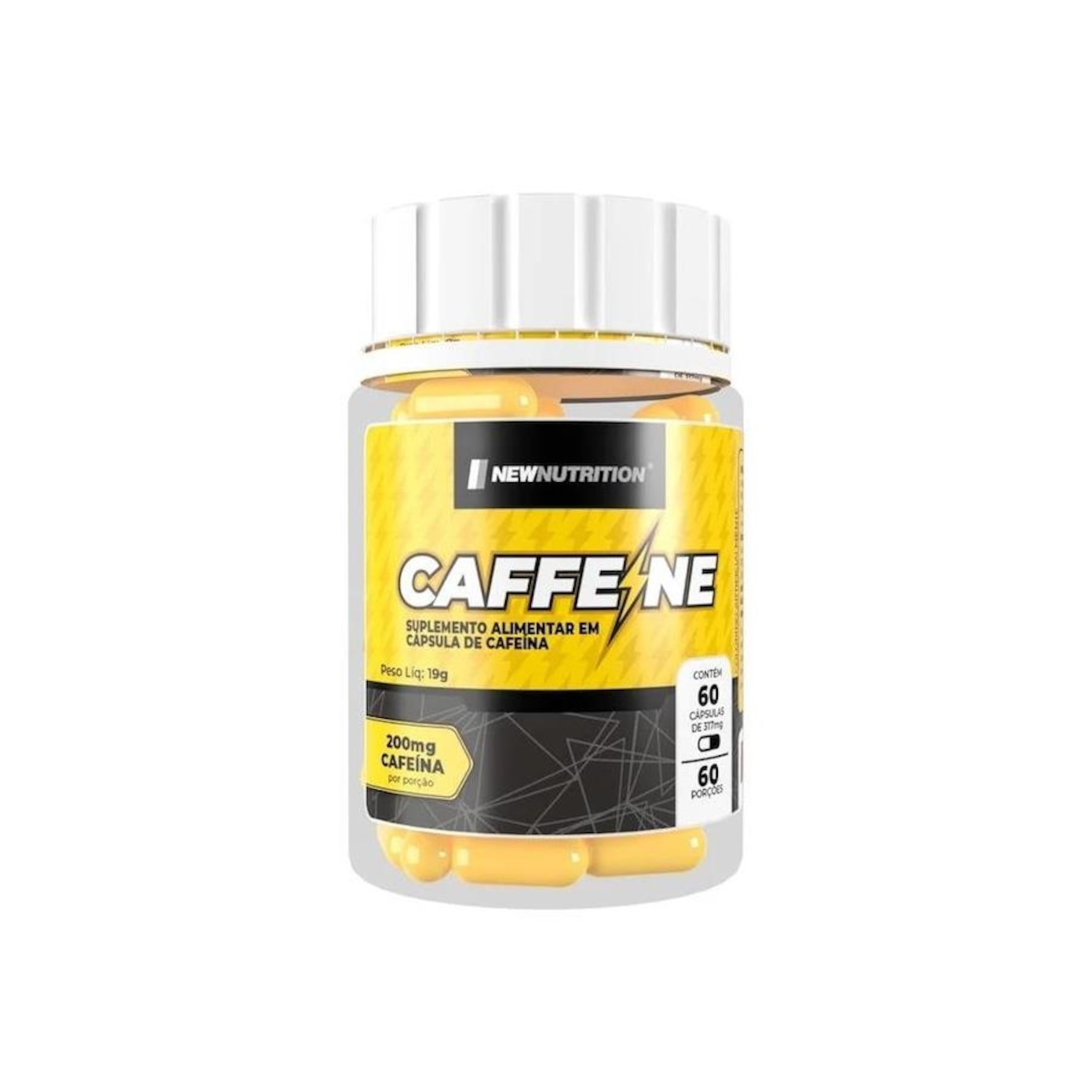 Cafeina NewNutrition 200mg - 60 cápsulas - Foto 1